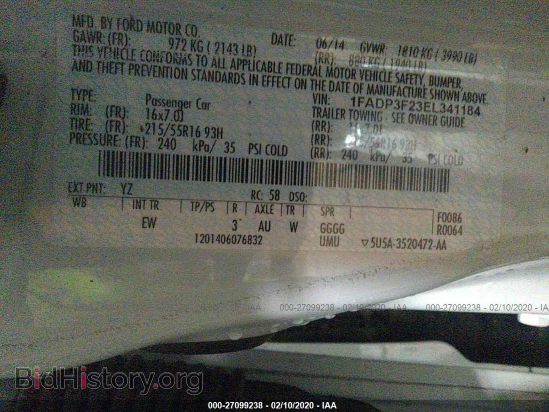 2014 FORD FOCUS - VIN: 1FADP3F23EL341184 - Фото 9