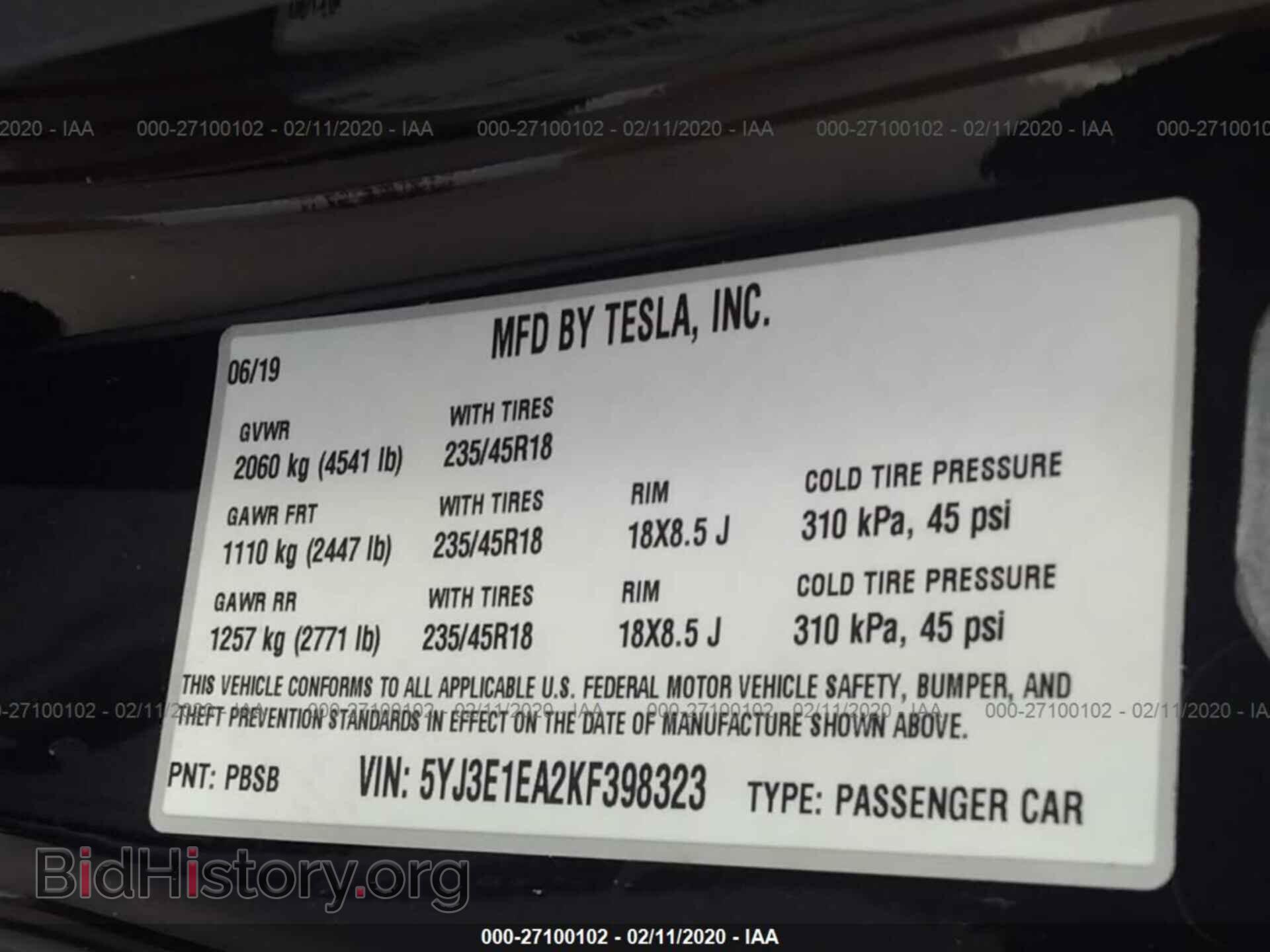 2019 TESLA MODEL 3 - VIN: 5YJ3E1EA2KF398323 - Photo 9