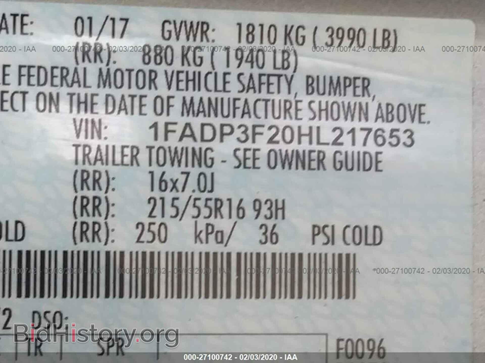 2017 FORD FOCUS - VIN: 1FADP3F20HL217653 - Фото 9