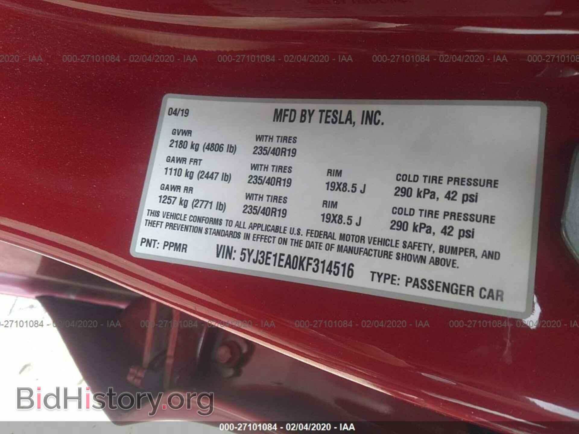2019 TESLA MODEL 3 - VIN: 5YJ3E1EA0KF314516 - Photo 9
