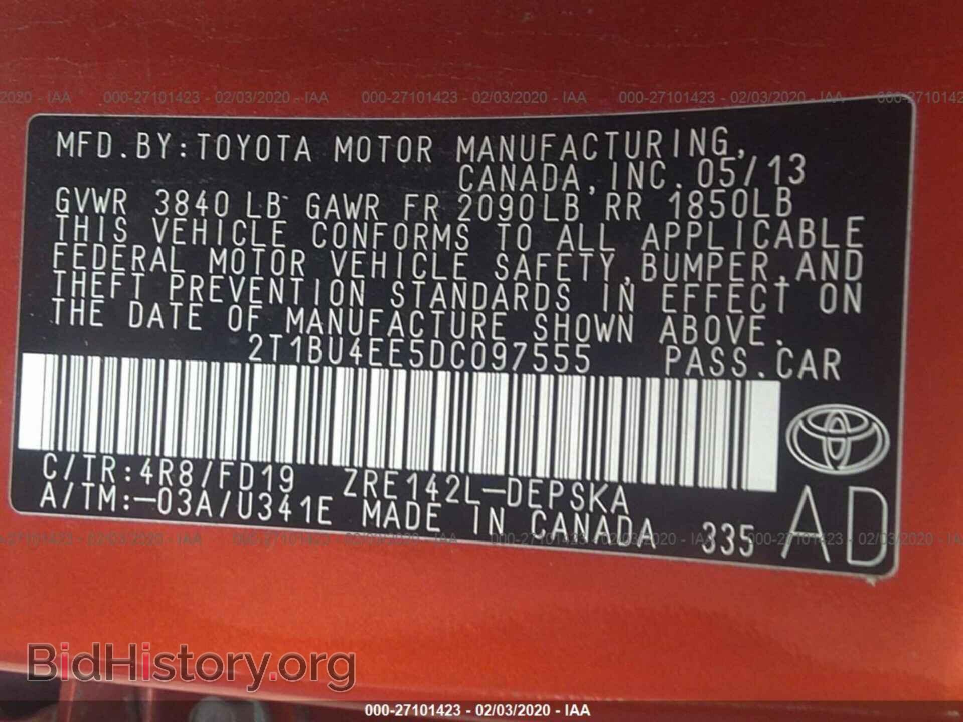 2013 TOYOTA COROLLA - VIN: 2T1BU4EE5DC097555 - Фото 9