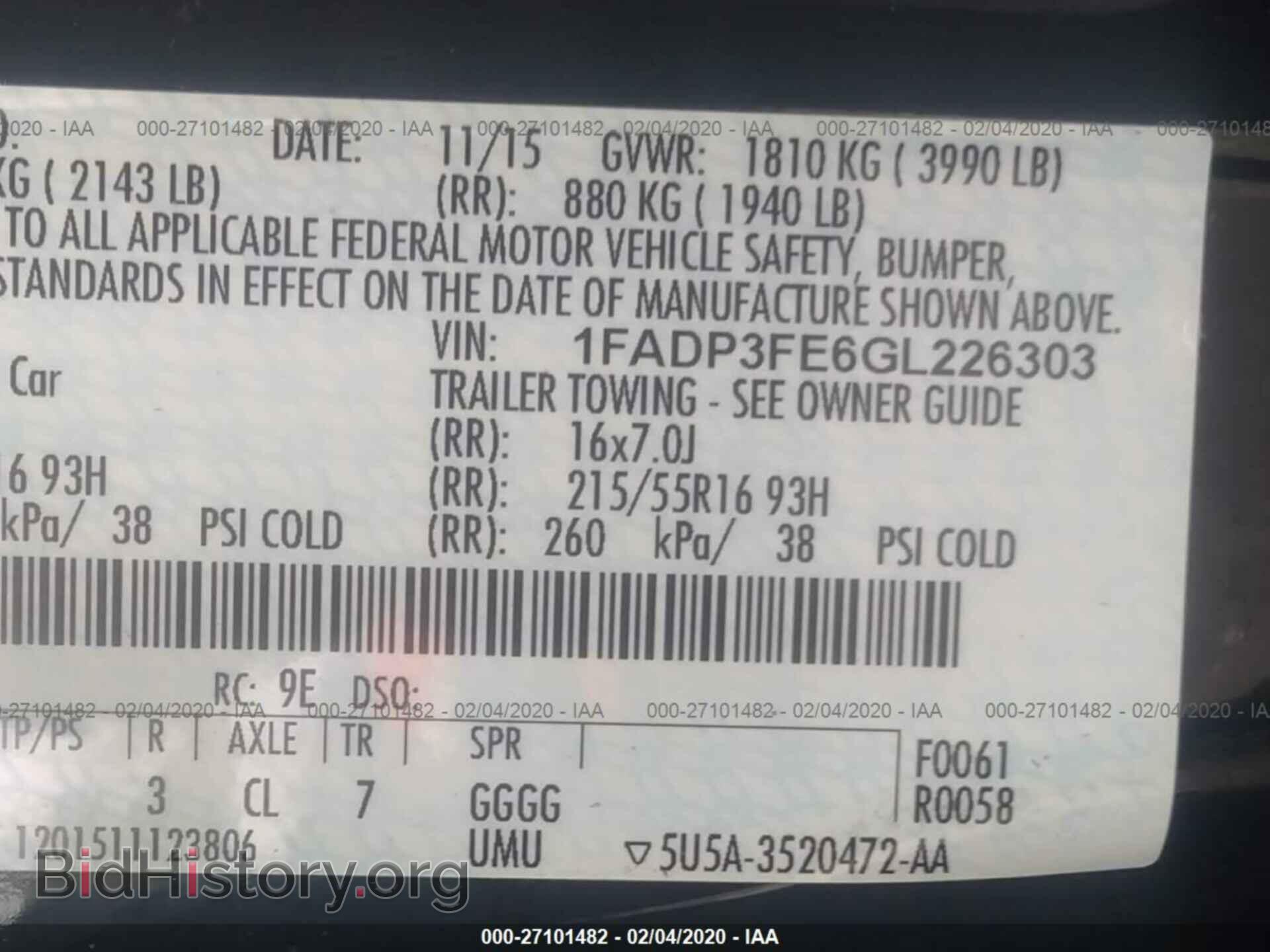 2016 FORD FOCUS - VIN: 1FADP3FE6GL226303 - Фото 9