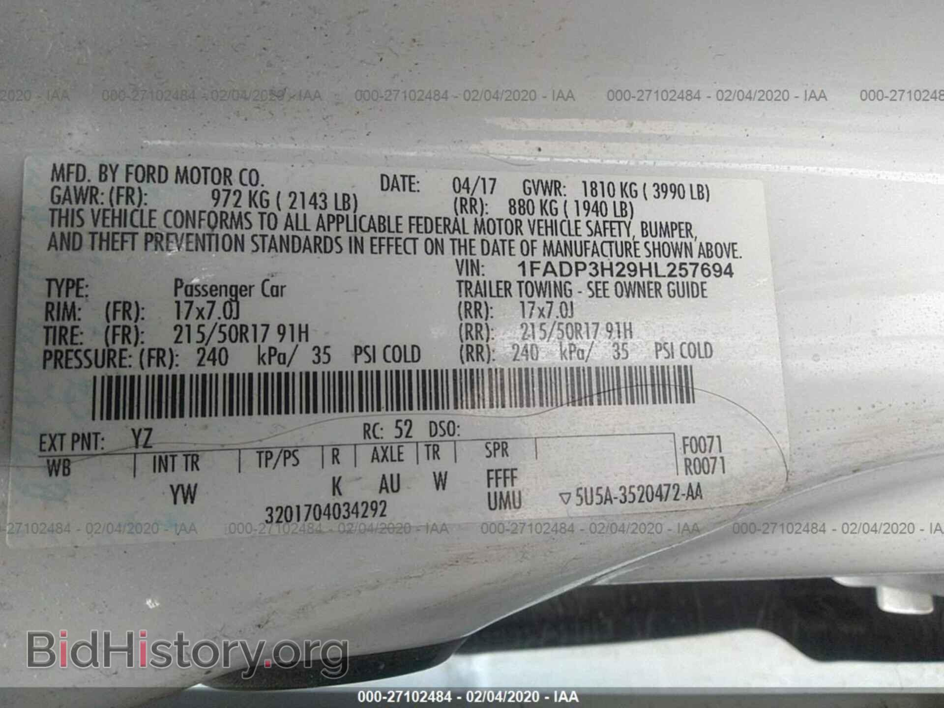 2017 FORD FOCUS - VIN: 1FADP3H29HL257694 - Фото 9