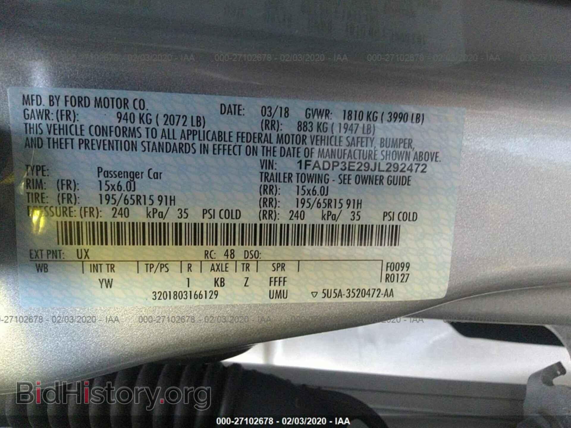2018 FORD FOCUS - VIN: 1FADP3E29JL292472 - Фото 9