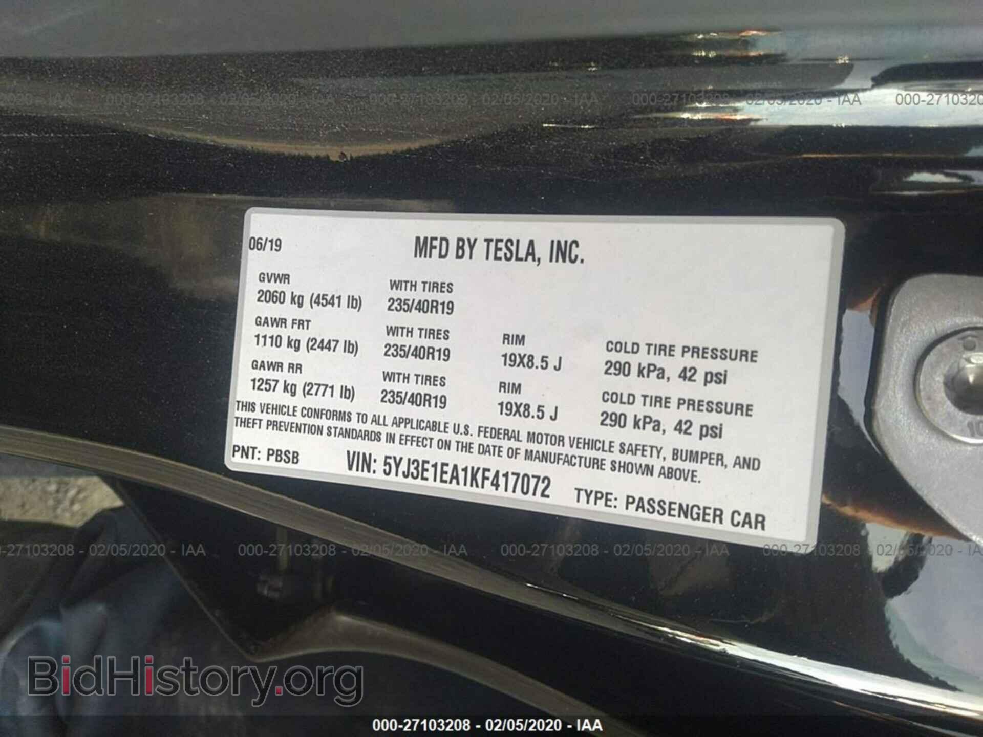 2019 TESLA MODEL 3 - VIN: 5YJ3E1EA1KF417072 - Photo 9