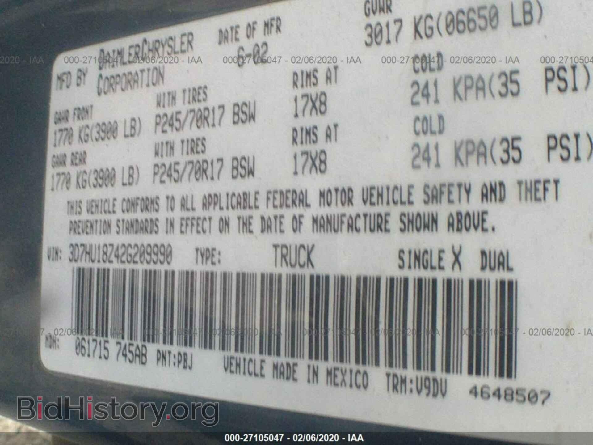 2002 DODGE RAM 1500 - VIN: 3D7HU18Z42G209990 - Фото 9
