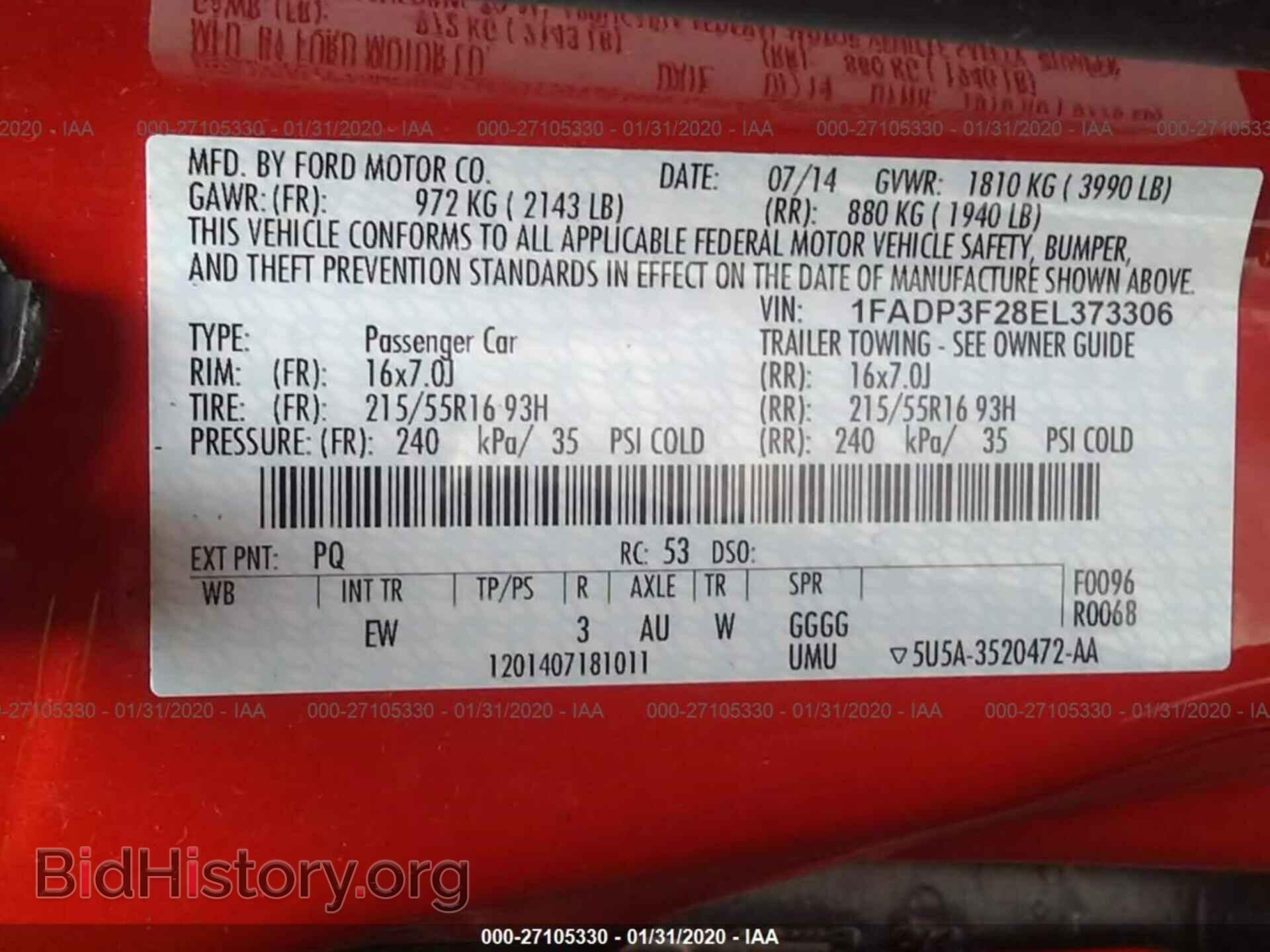 2014 FORD FOCUS - VIN: 1FADP3F28EL373306 - Фото 9