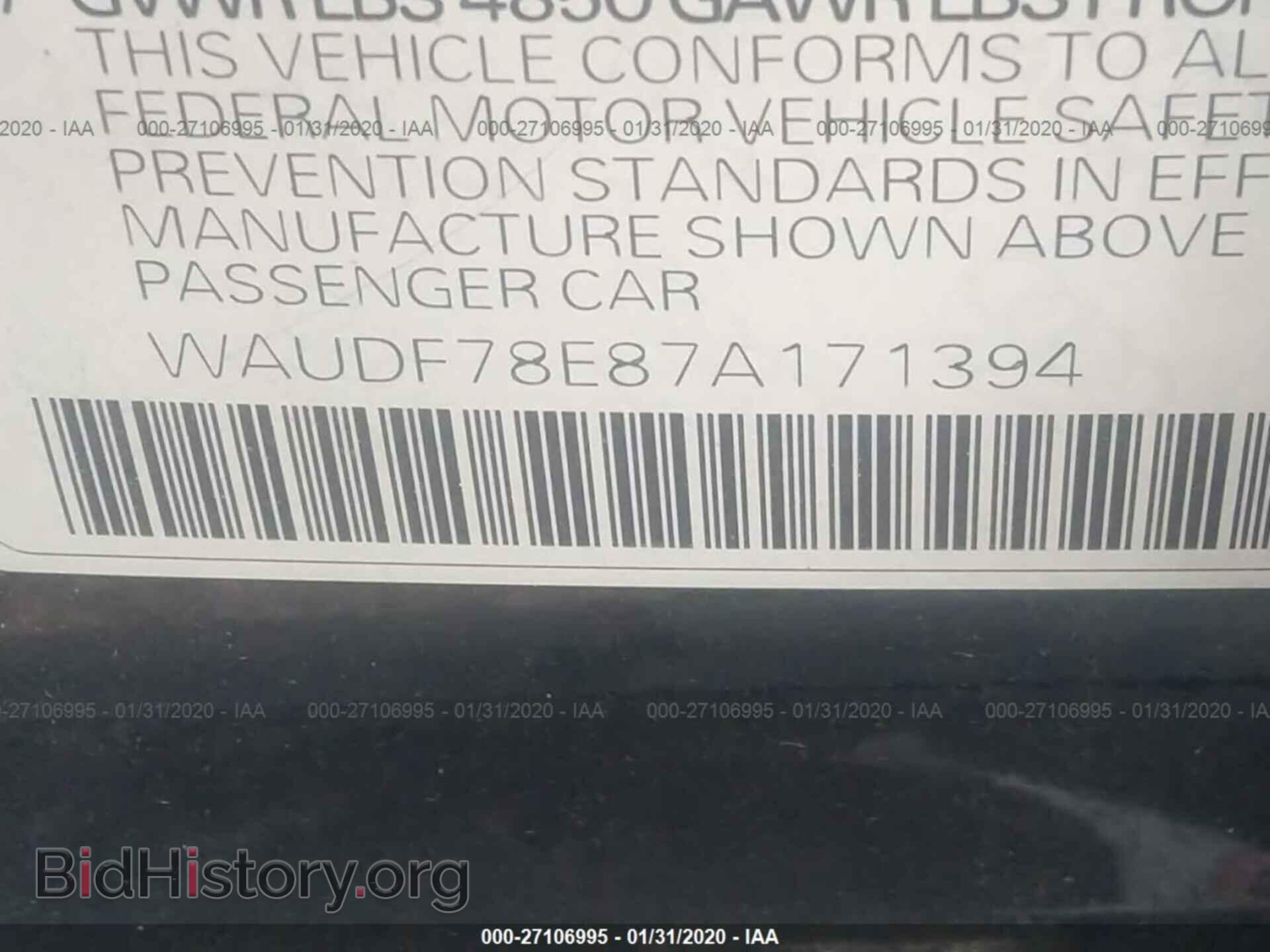 2007 AUDI A4 - VIN: WAUDF78E87A171394 - Фото 9