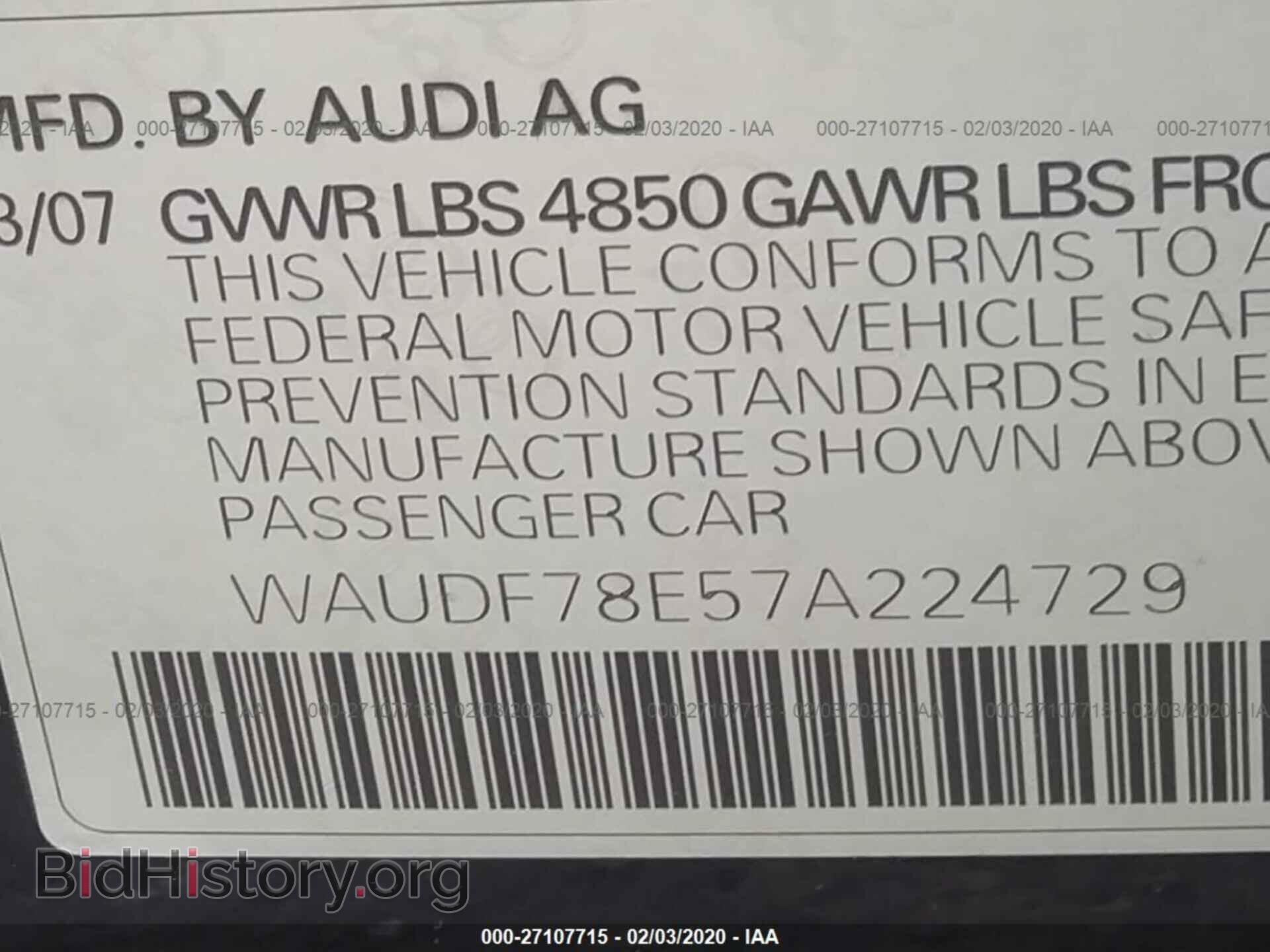 2007 AUDI A4 - VIN: WAUDF78E57A224729 - Фото 9