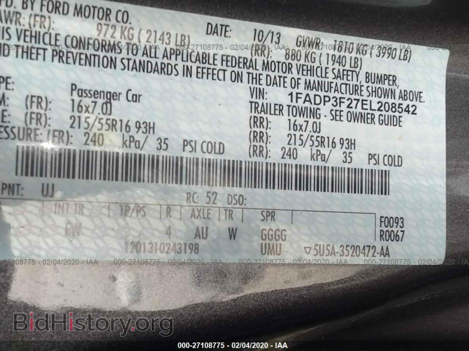 2014 FORD FOCUS - VIN: 1FADP3F27EL208542 - Фото 9