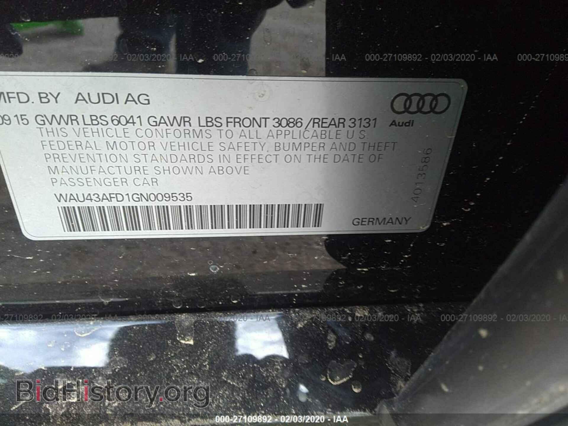 2016 AUDI A8 - VIN: WAU43AFD1GN009535 - Фото 9