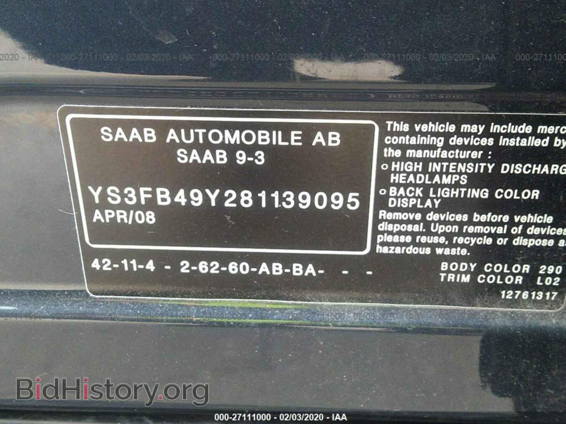 2008 SAAB 9-3 - VIN: YS3FB49Y281139095 - Photo 9