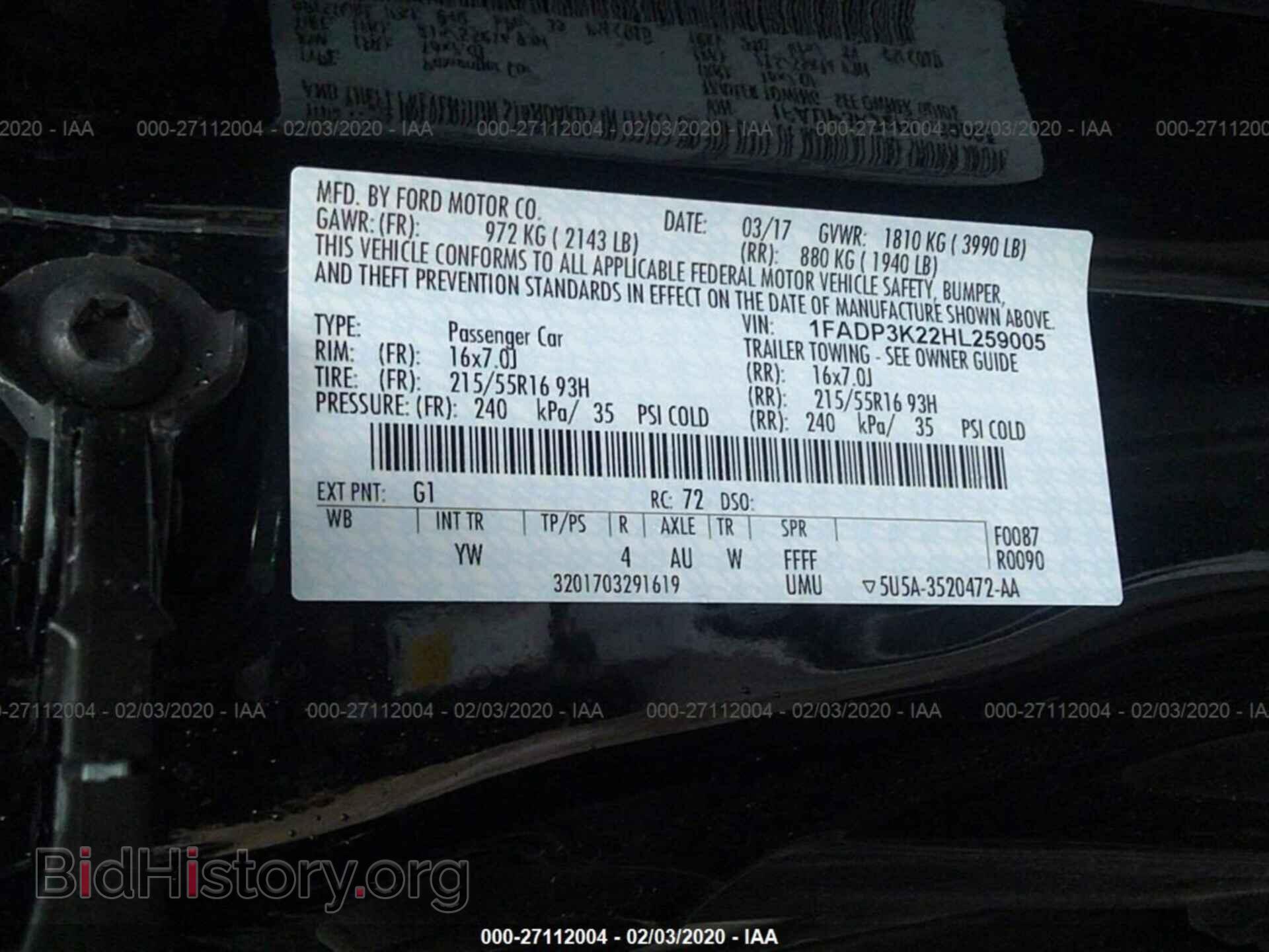 2017 FORD FOCUS - VIN: 1FADP3K22HL259005 - Photo 9