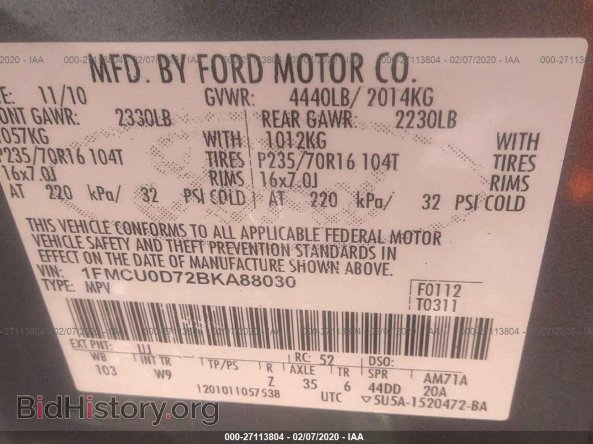 2011 FORD ESCAPE - VIN: 1FMCU0D72BKA88030 - Photo 9