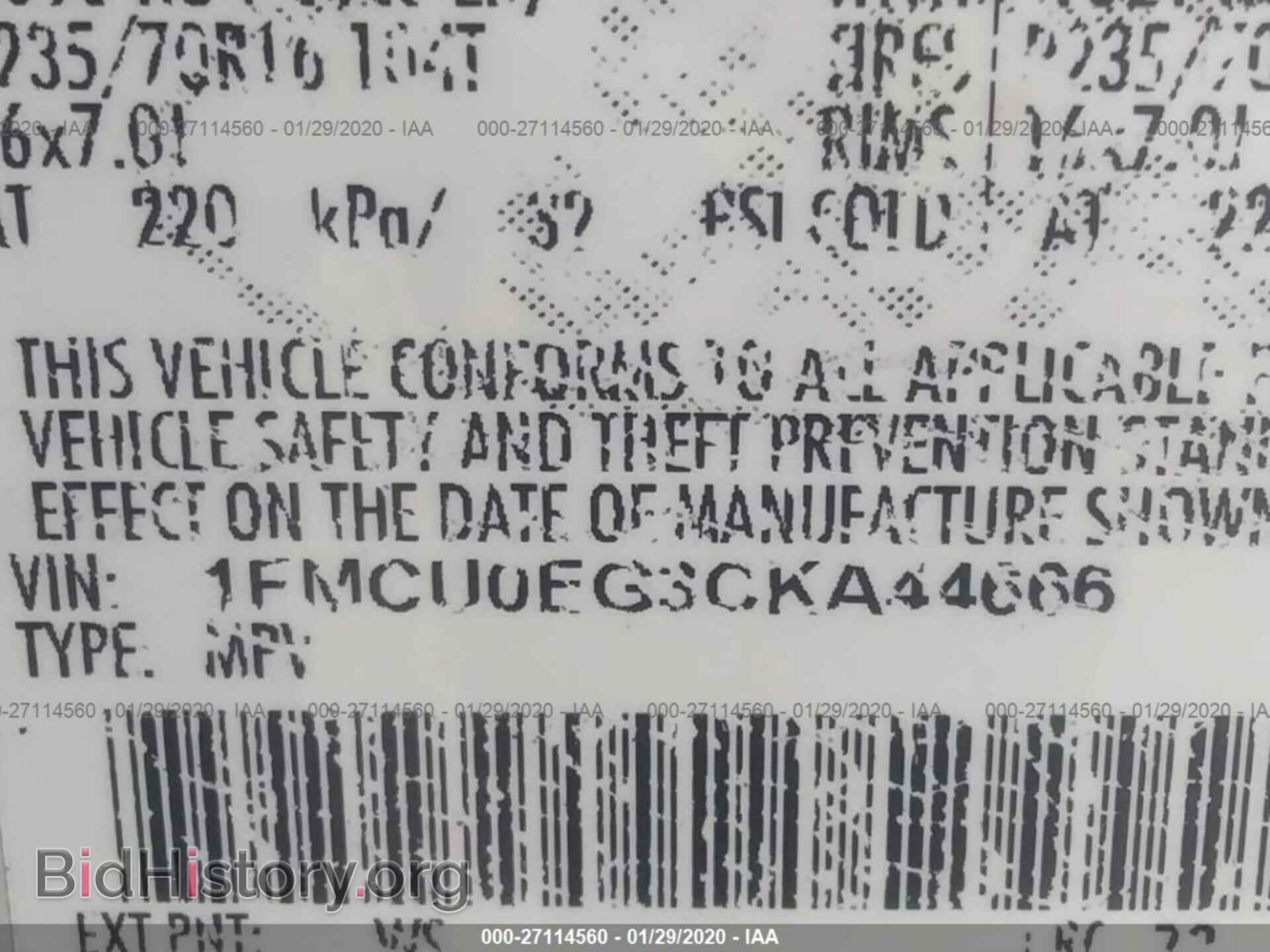 2012 FORD ESCAPE - VIN: 1FMCU0EG3CKA44666 - Фото 9