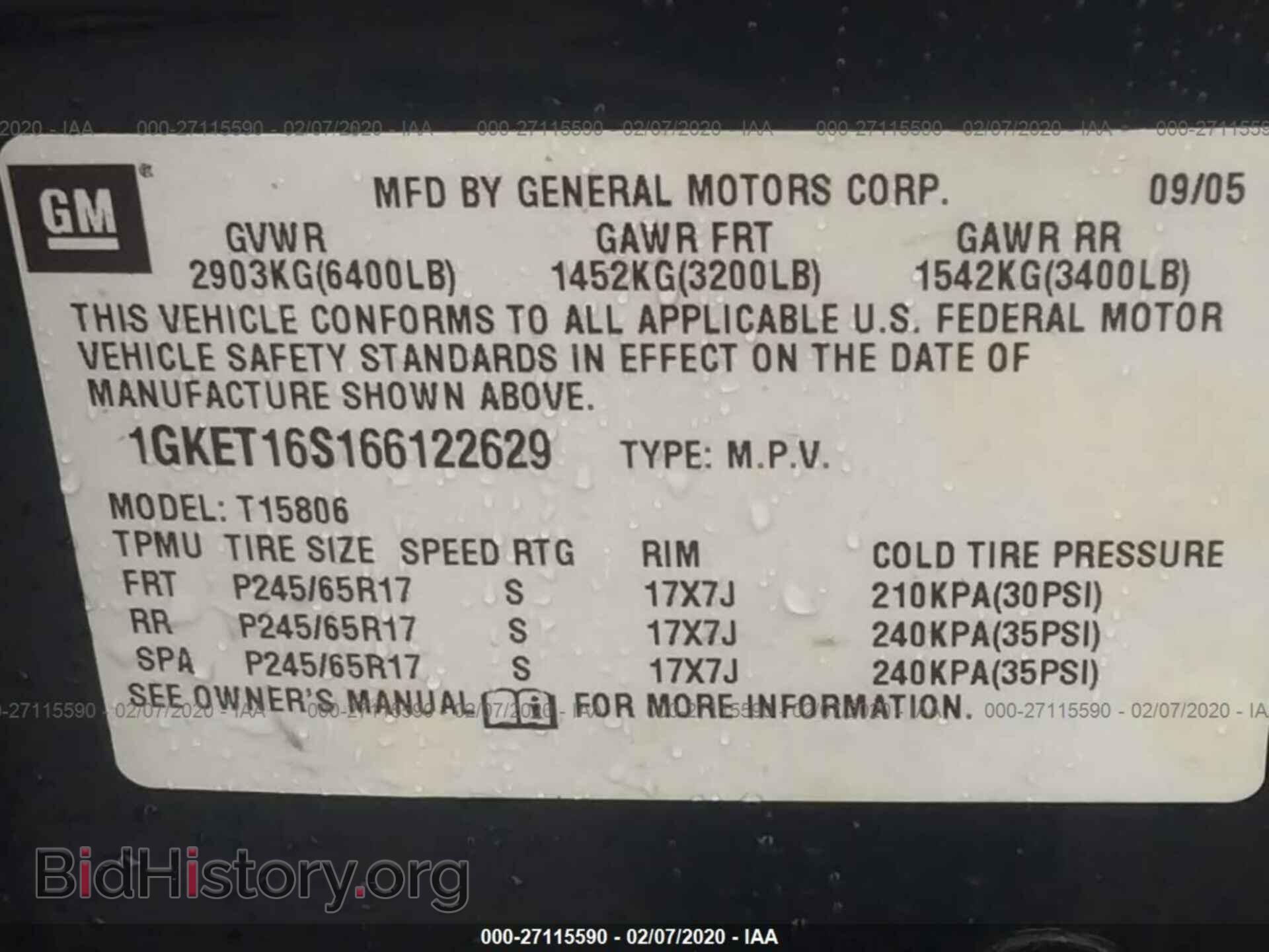 2006 GMC ENVOY - VIN: 1GKET16S166122629 - Фото 9