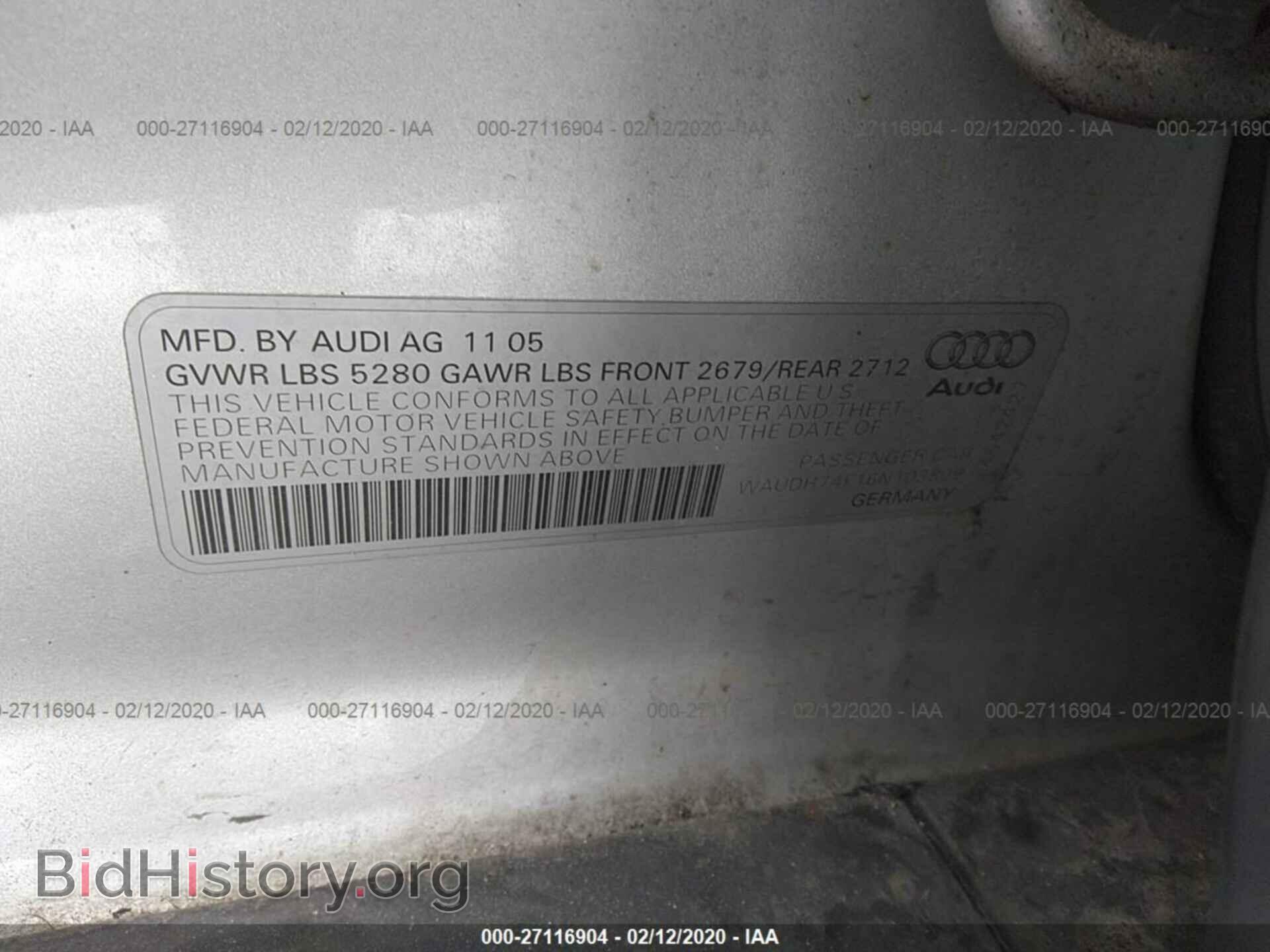 2006 AUDI A6 - VIN: WAUDH74F16N103809 - Фото 9