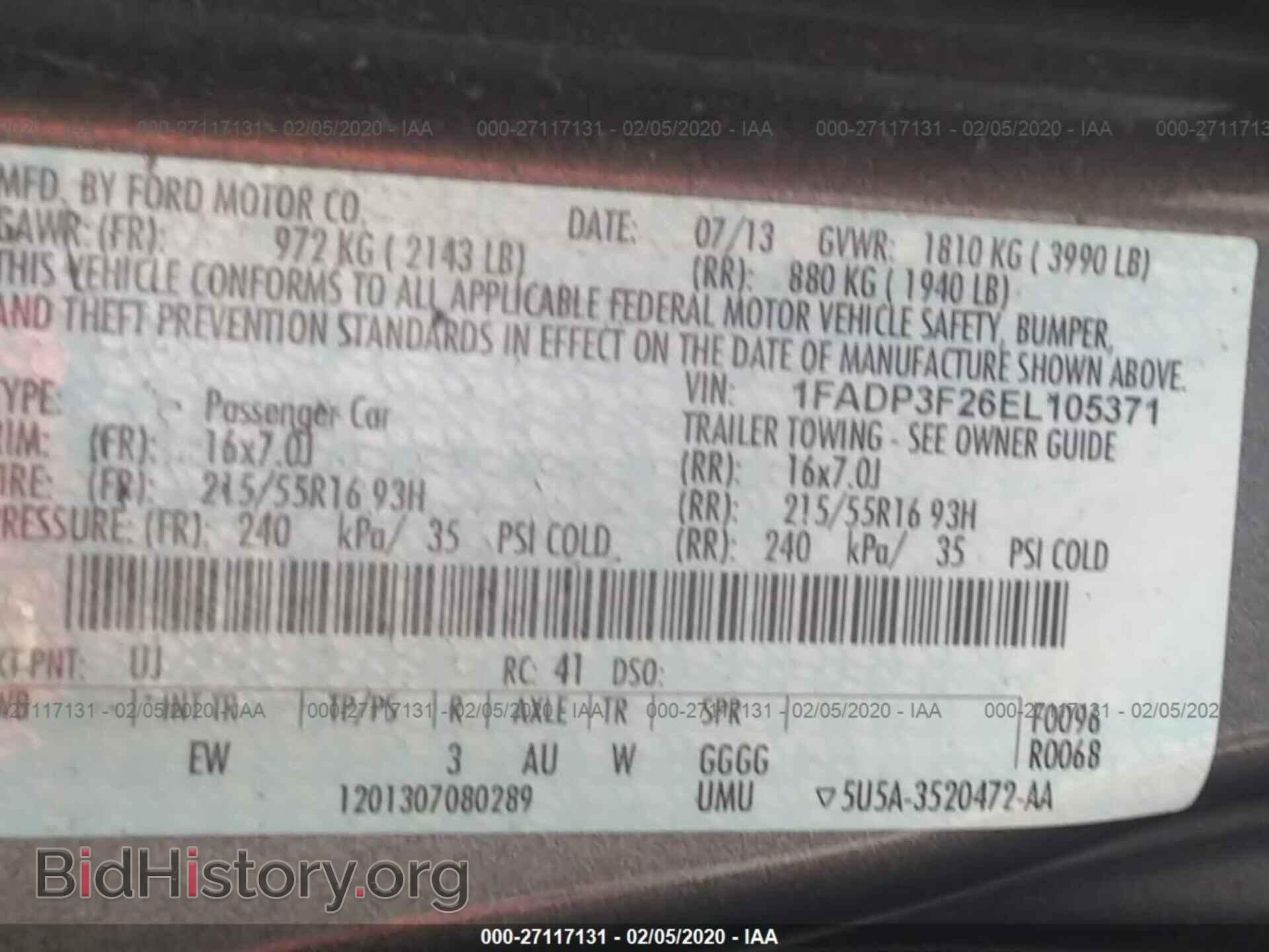 2014 FORD FOCUS - VIN: 1FADP3F26EL105371 - Фото 9