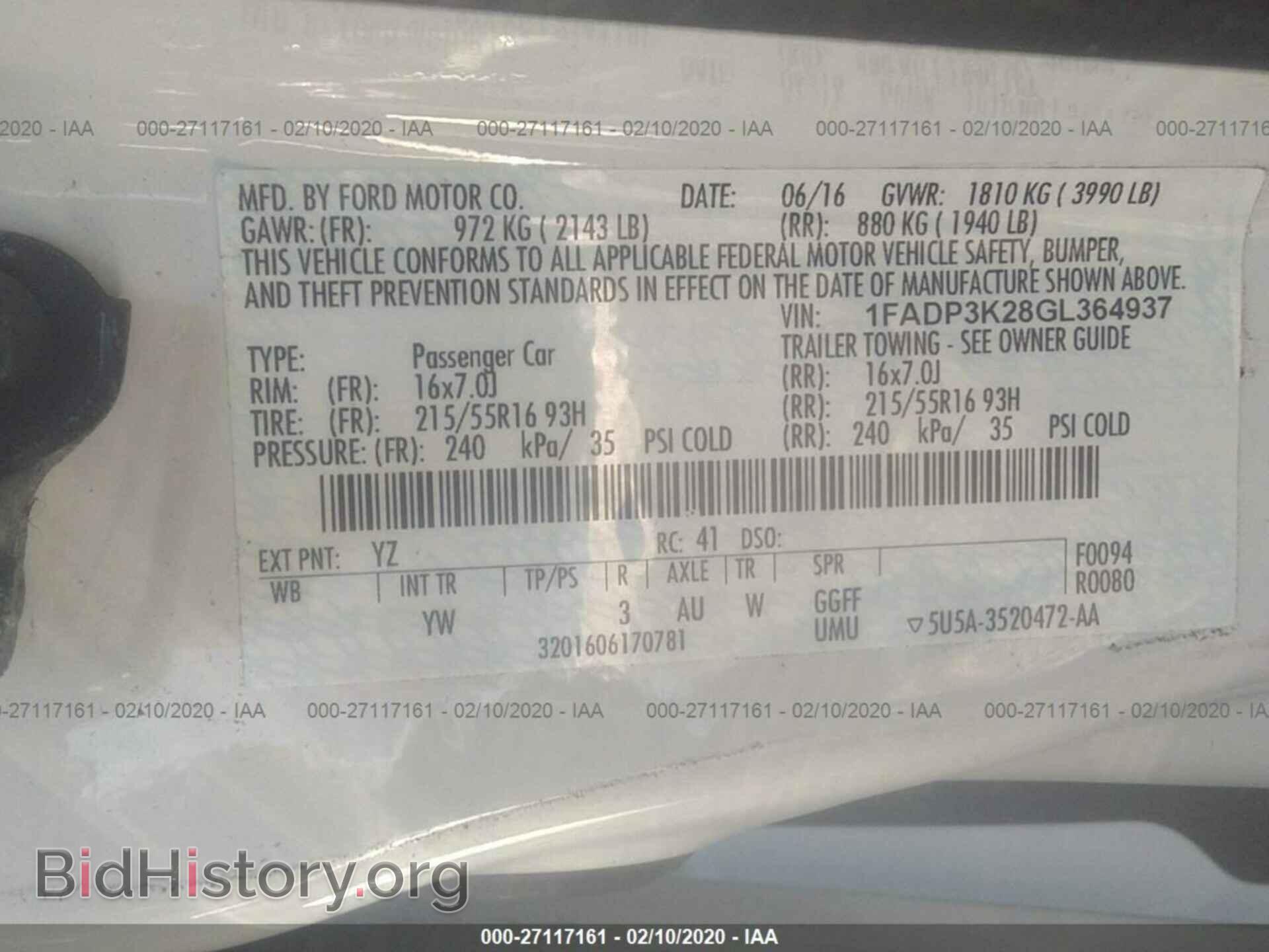 2016 FORD FOCUS - VIN: 1FADP3K28GL364937 - Фото 9