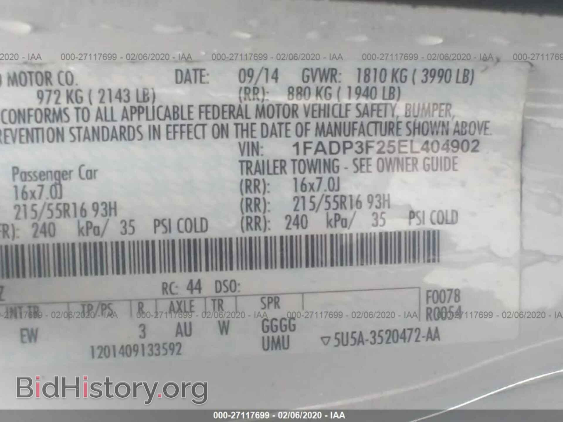 2014 FORD FOCUS - VIN: 1FADP3F25EL404902 - Фото 9