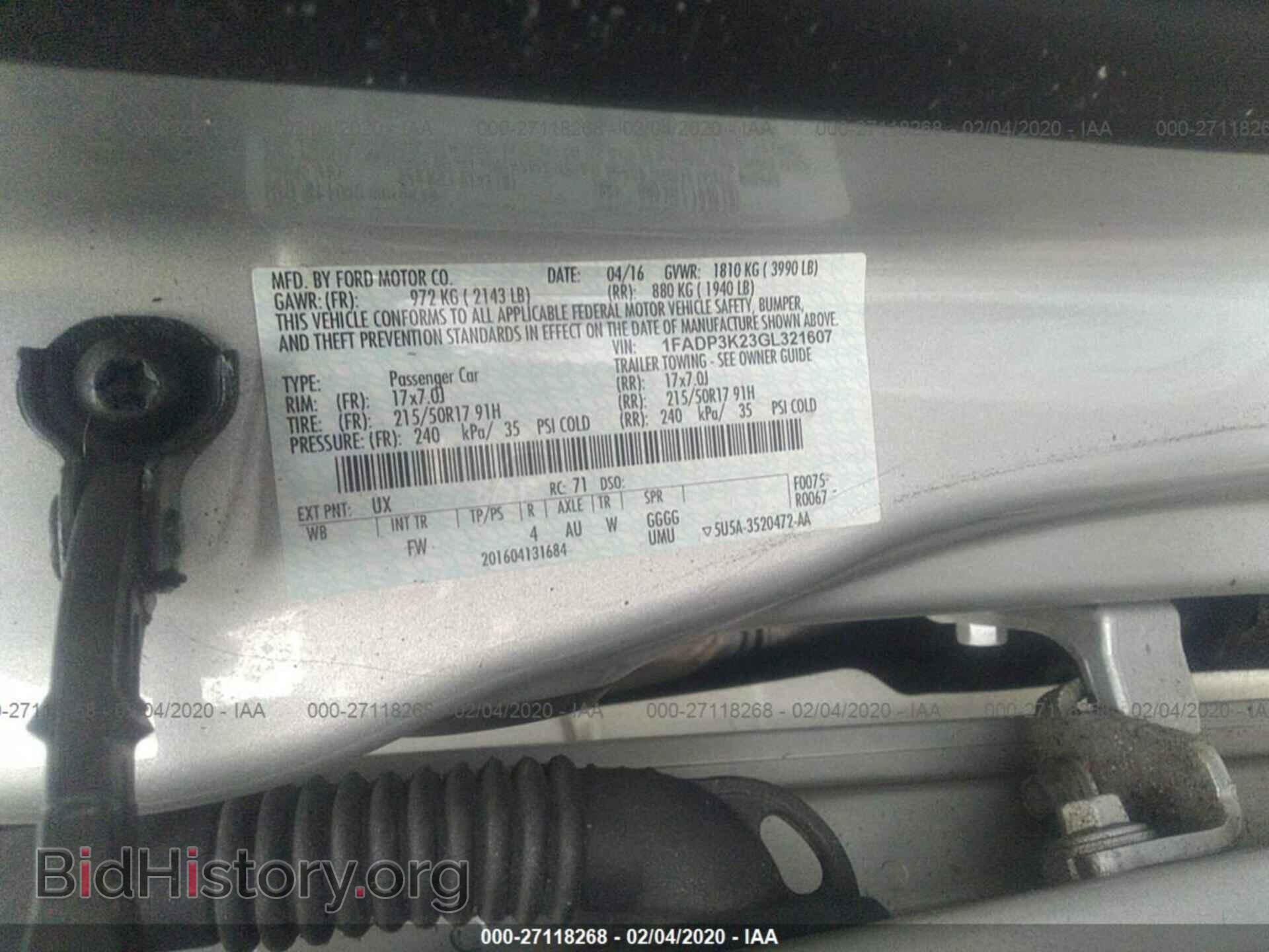 2016 FORD FOCUS - VIN: 1FADP3K23GL321607 - Фото 9