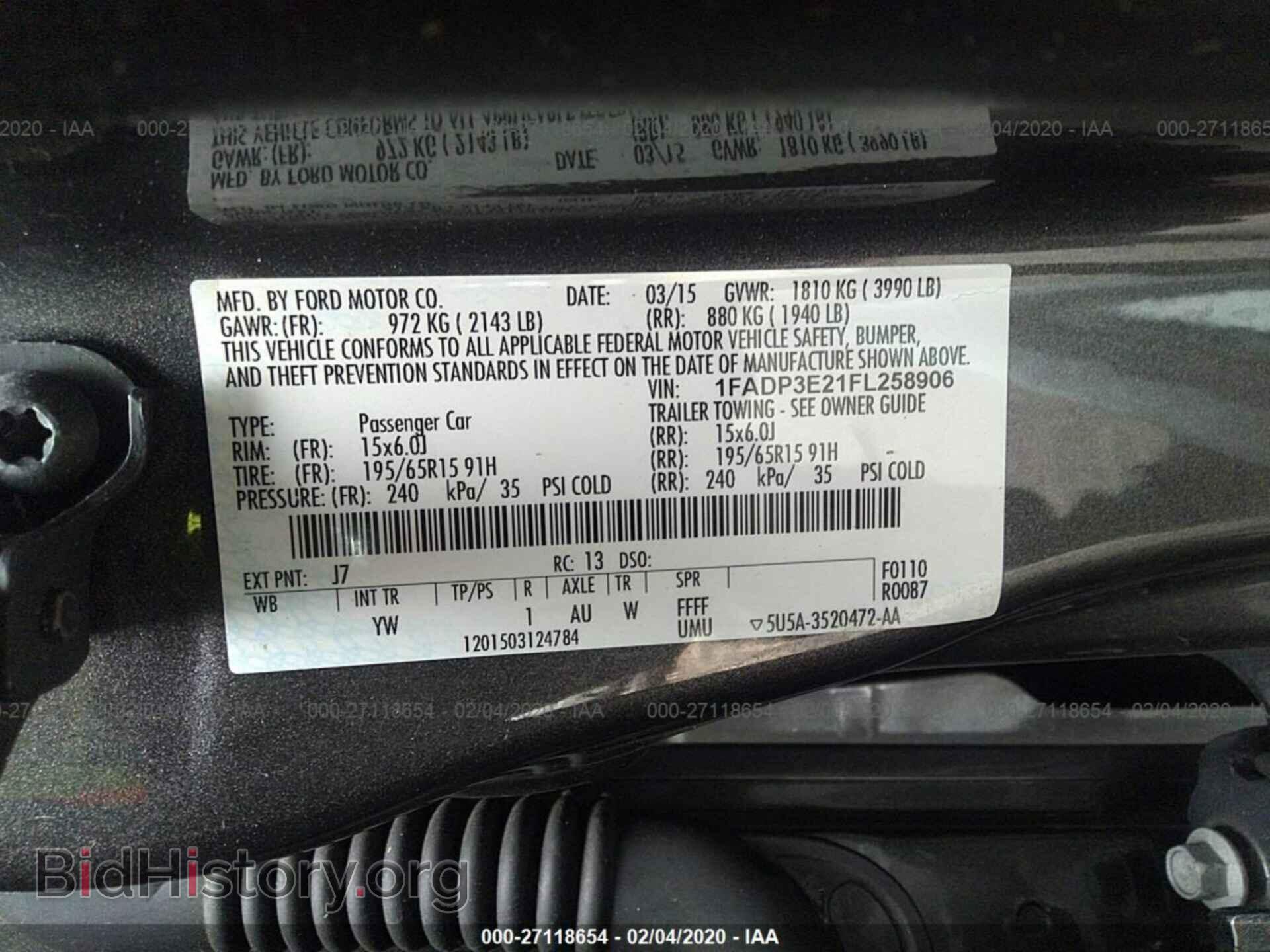 2015 FORD FOCUS - VIN: 1FADP3E21FL258906 - Фото 9