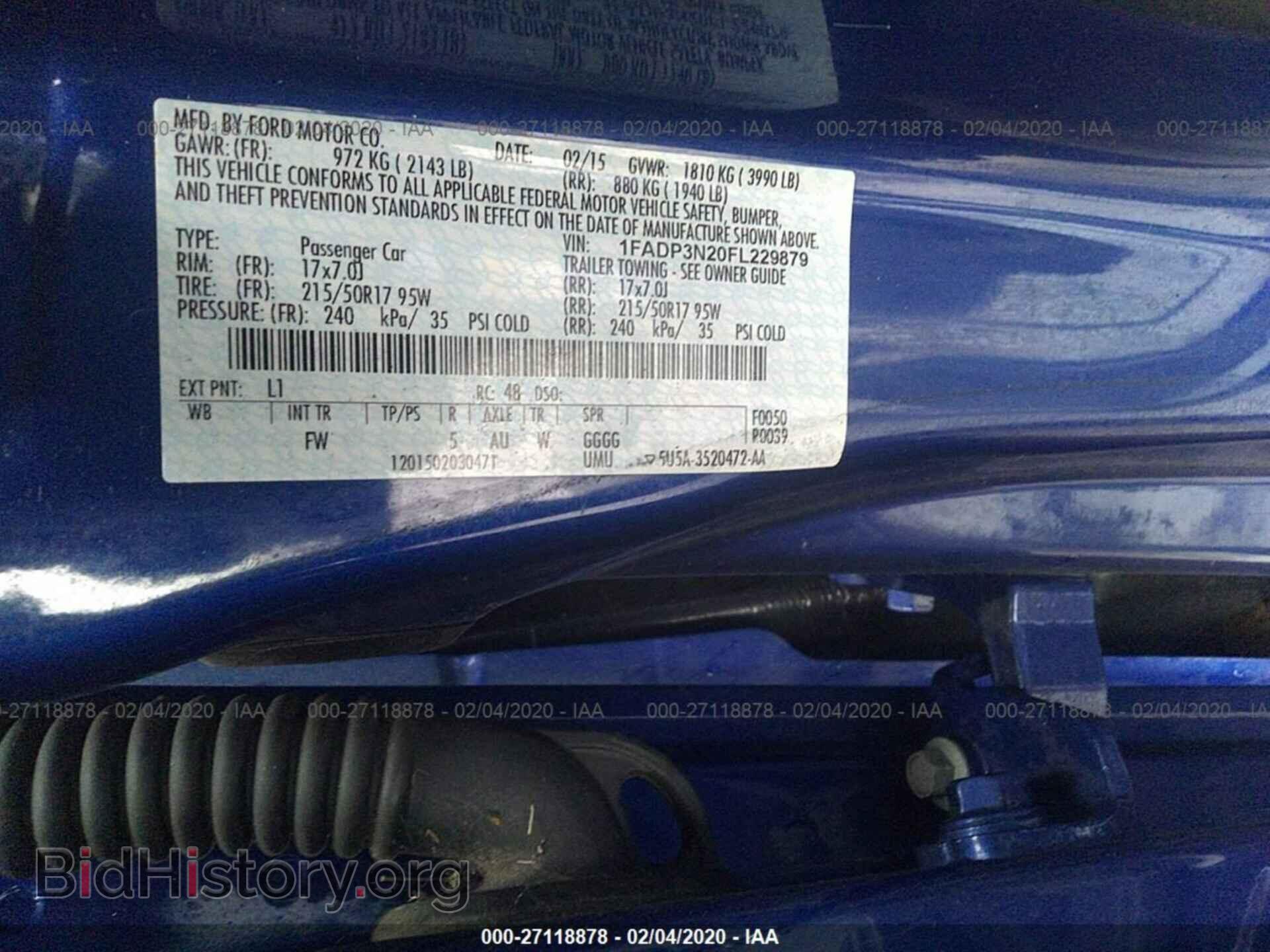 2015 FORD FOCUS - VIN: 1FADP3N20FL229879 - Фото 8