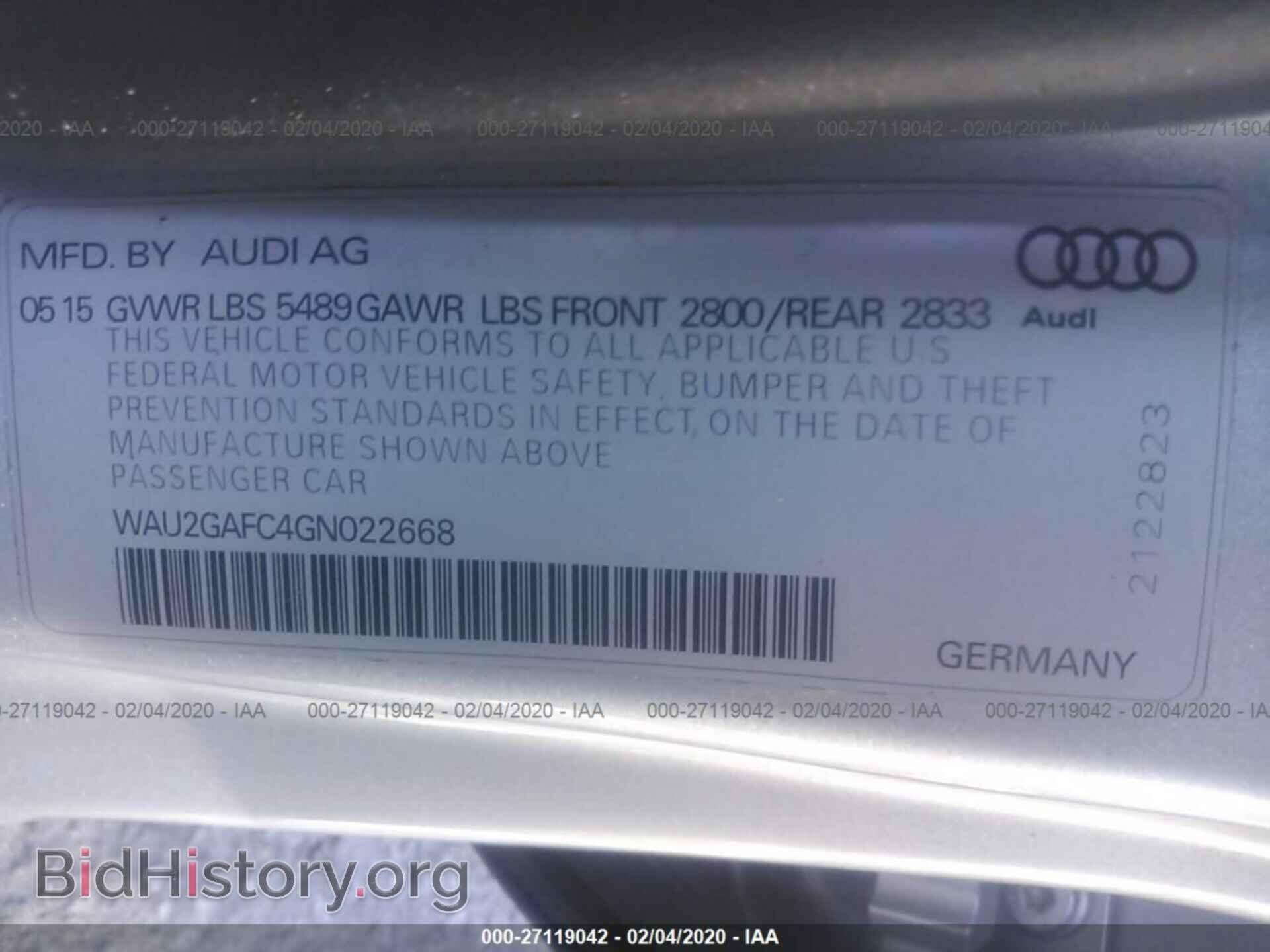 2016 AUDI A7 - VIN: WAU2GAFC4GN022668 - Фото 9