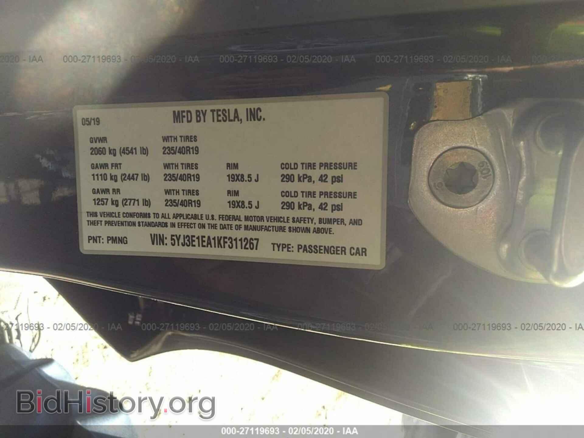 2019 TESLA MODEL 3 - VIN: 5YJ3E1EA1KF311267 - Photo 9