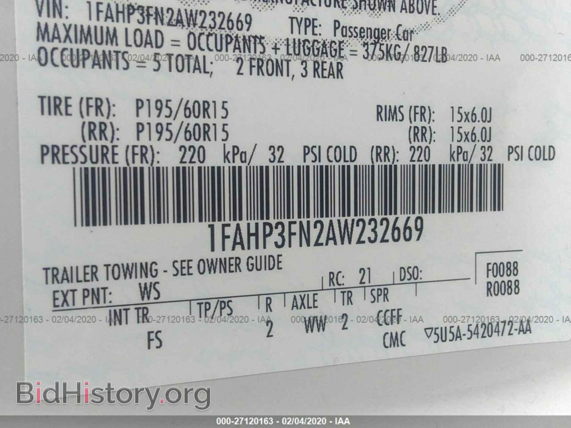 2010 FORD FOCUS - VIN: 1FAHP3FN2AW232669 - Фото 9