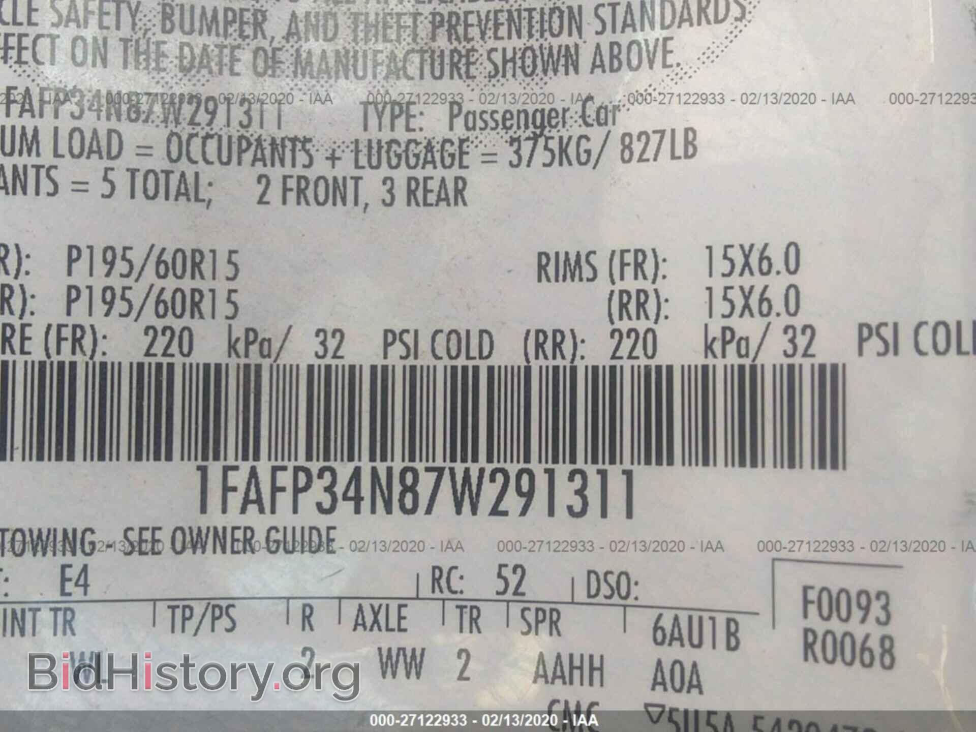2007 FORD FOCUS - VIN: 1FAFP34N87W291311 - Фото 9