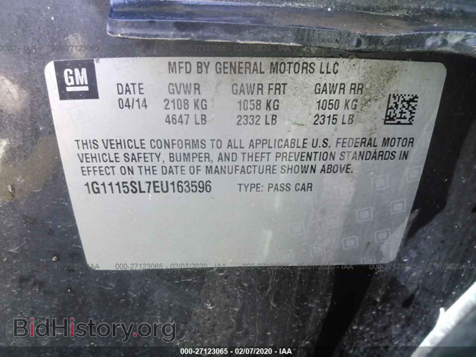 2014 CHEVROLET IMPALA - VIN: 1G1115SL7EU163596 - Фото 9