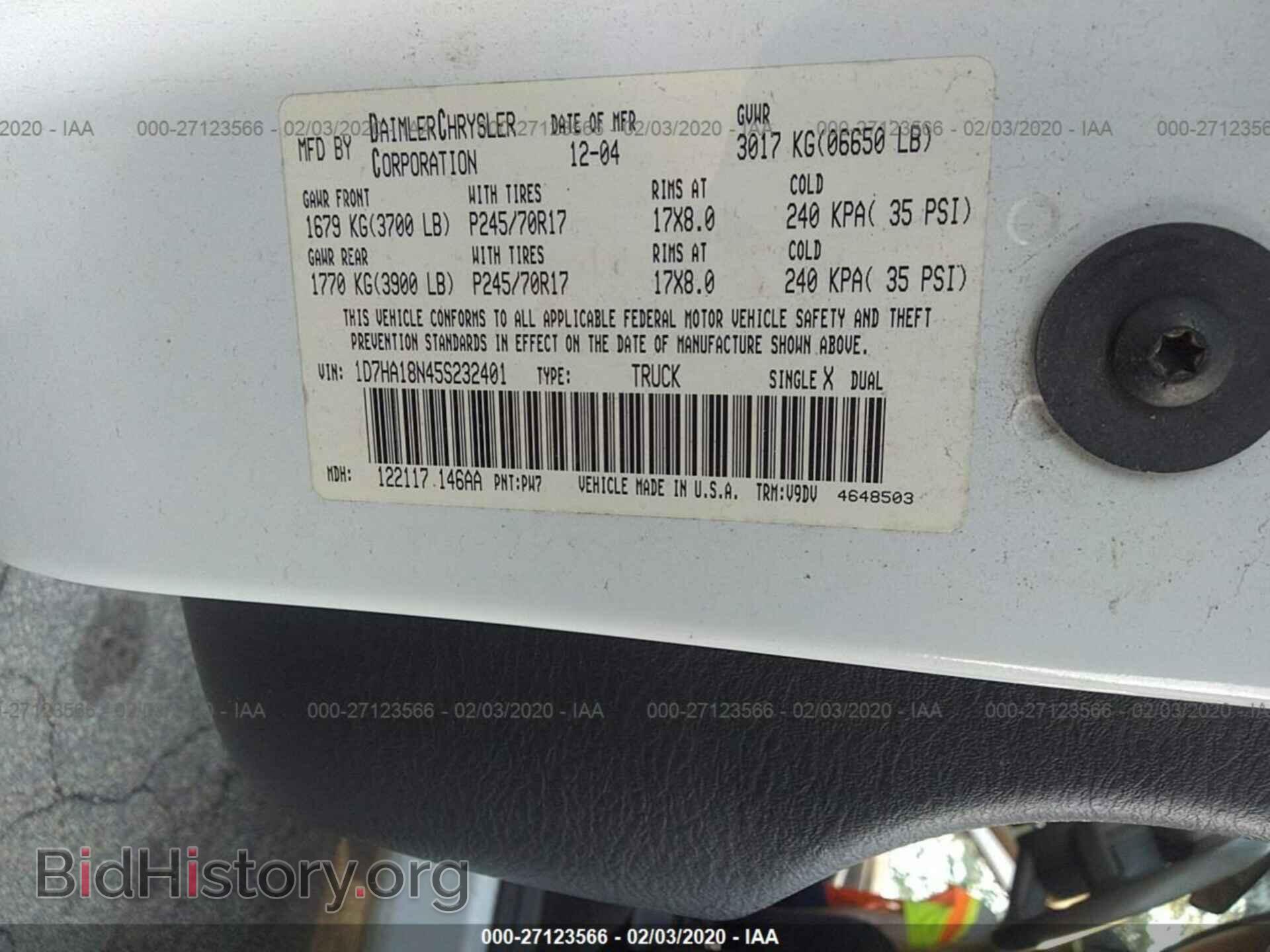2005 DODGE RAM 1500 - VIN: 1D7HA18N45S232401 - Фото 9