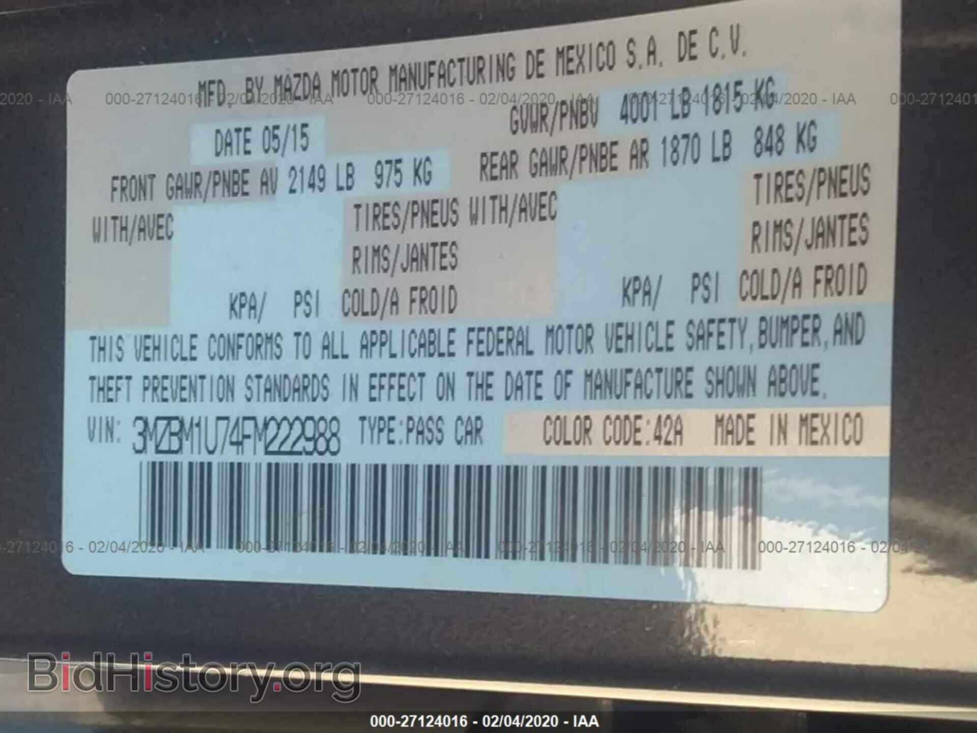 2015 MAZDA 3 - VIN: 3MZBM1U74FM222988 - Фото 9