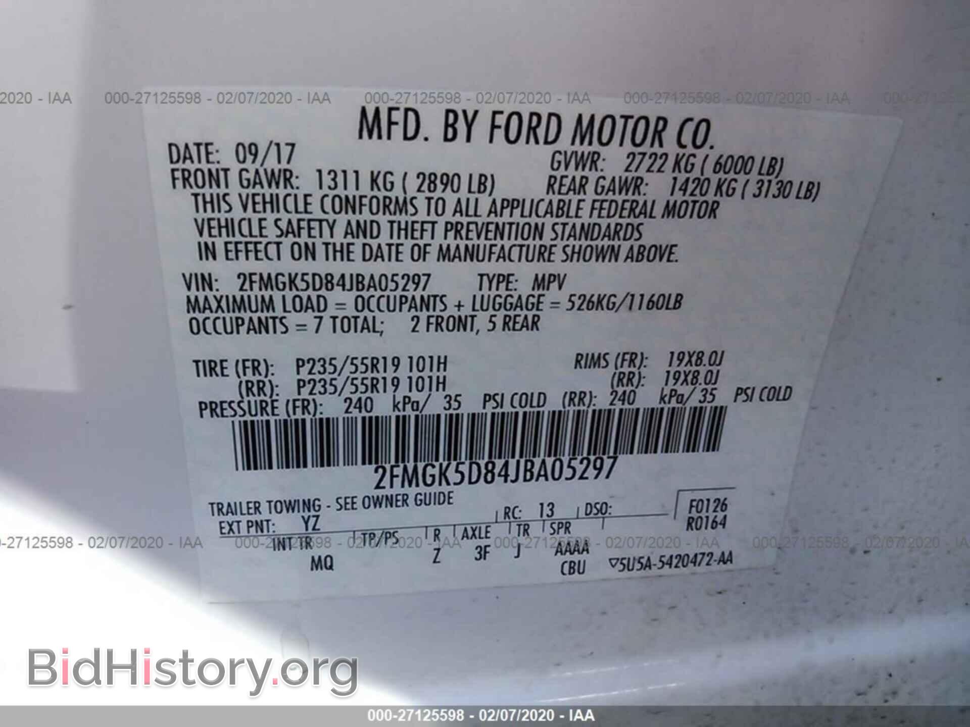 2018 FORD FLEX - VIN: 2FMGK5D84JBA05297 - Фото 9