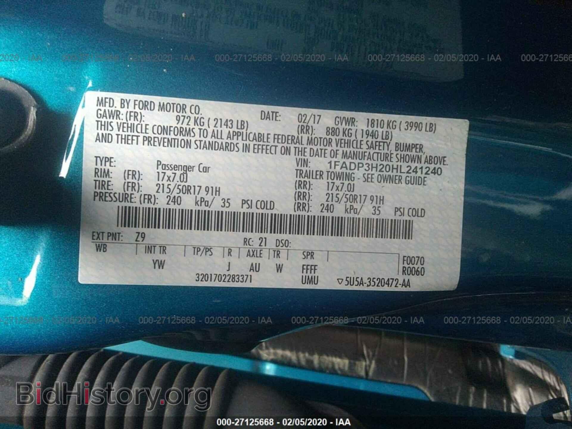 2017 FORD FOCUS - VIN: 1FADP3H20HL241240 - Фото 9