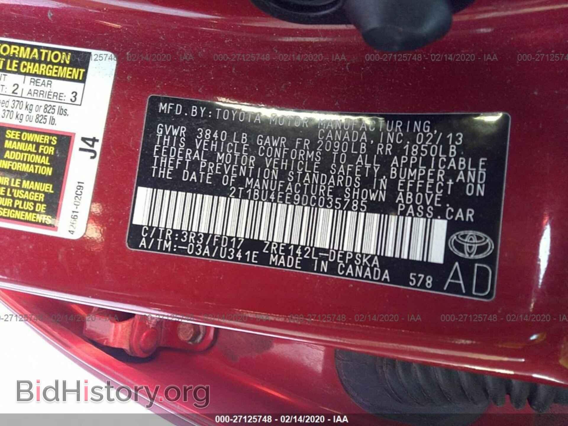 2013 TOYOTA COROLLA - VIN: 2T1BU4EE9DC035785 - Фото 9