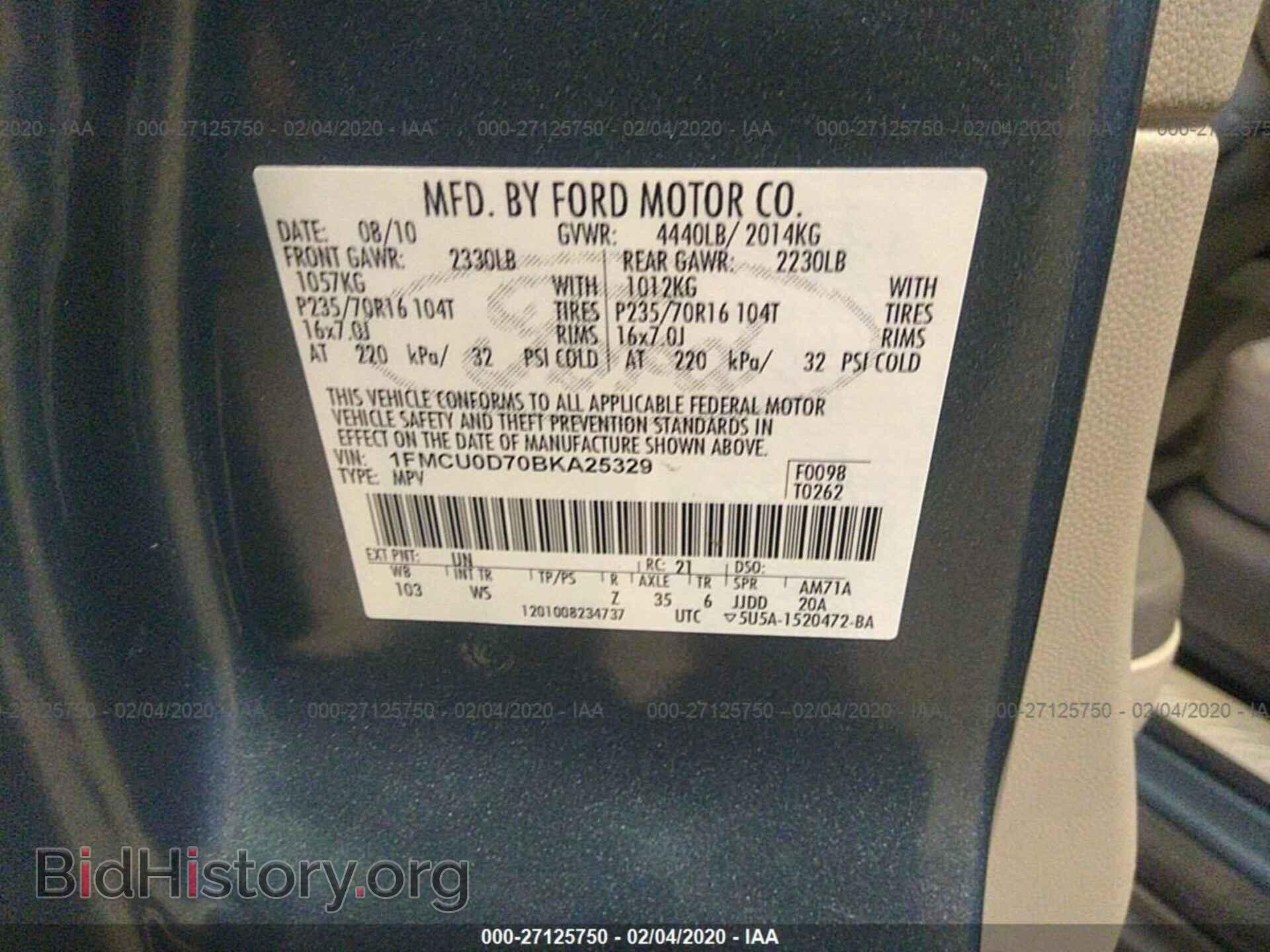 2011 FORD ESCAPE - VIN: 1FMCU0D70BKA25329 - Photo 9