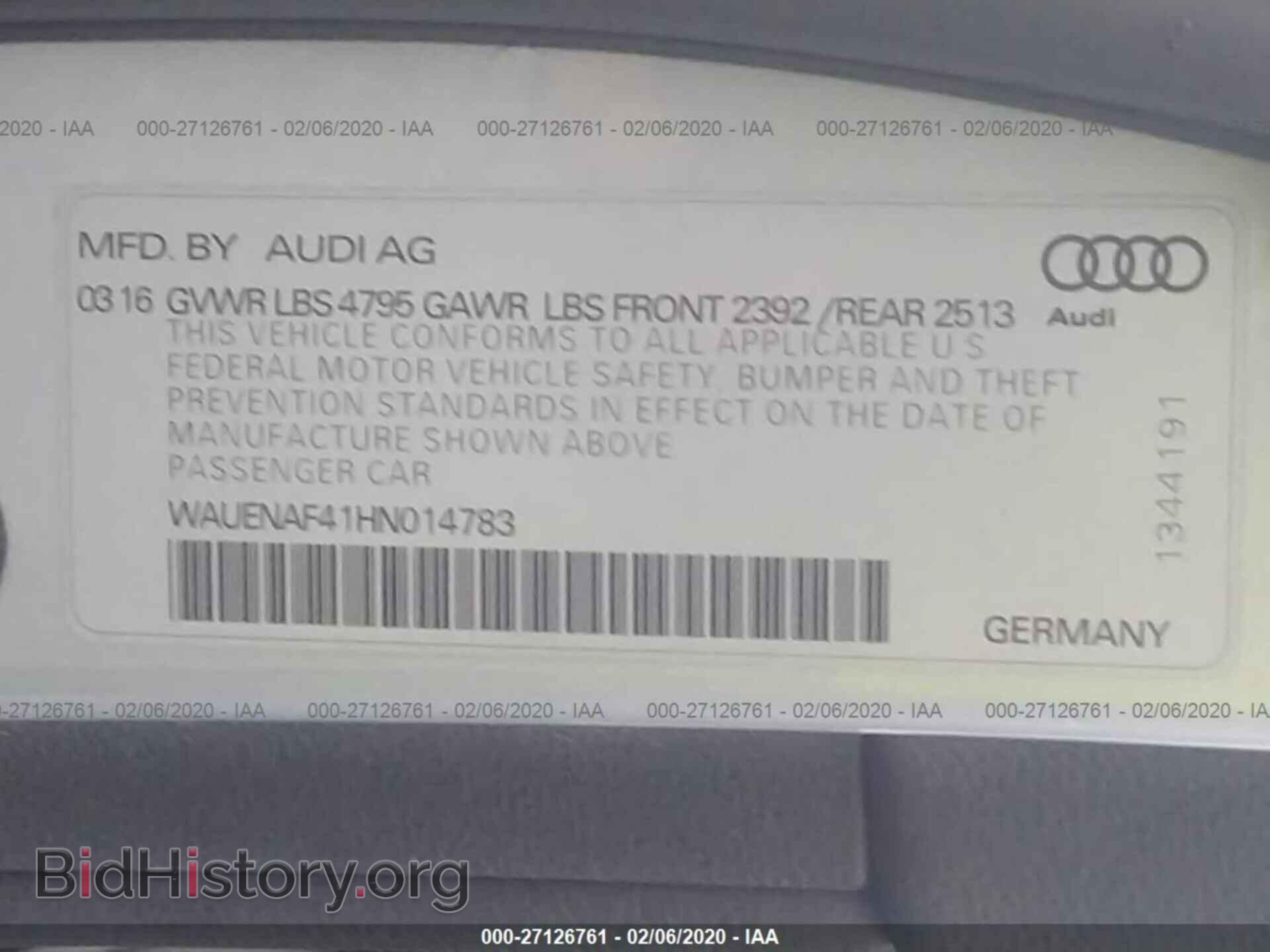 2017 AUDI A4 - VIN: WAUENAF41HN014783 - Фото 9