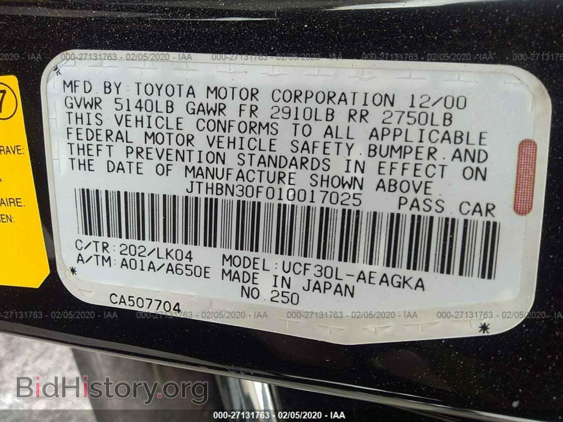 2001 LEXUS LS - VIN: JTHBN30F010017025 - Photo 9