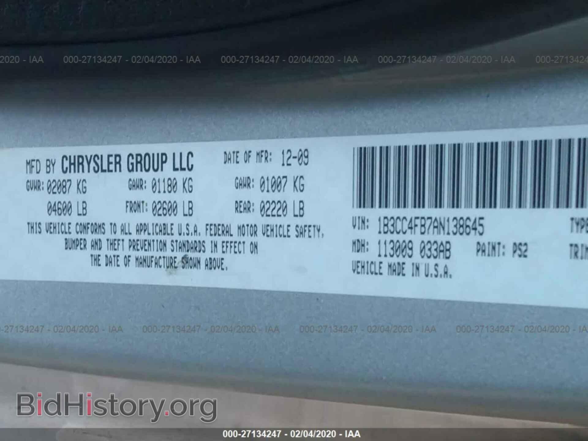 2010 DODGE AVENGER - VIN: 1B3CC4FB7AN138645 - Фото 9