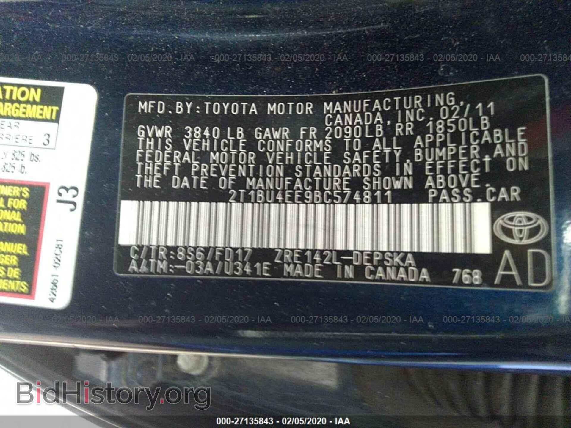 2011 TOYOTA COROLLA - VIN: 2T1BU4EE9BC574811 - Фото 9