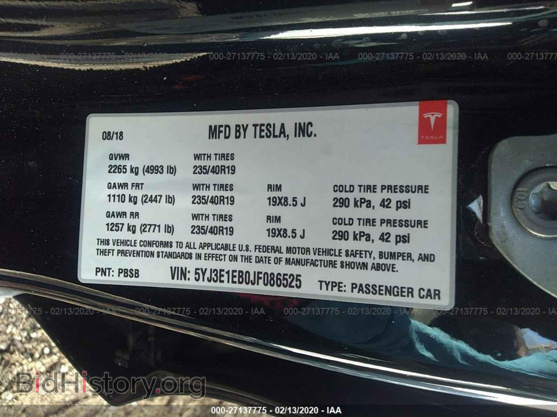 2018 TESLA MODEL 3 - VIN: 5YJ3E1EB0JF086525 - Photo 9