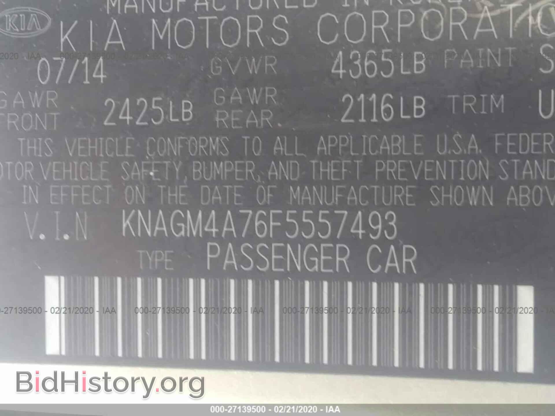 2015 KIA OPTIMA - VIN: KNAGM4A76F5557493 - Фото 9
