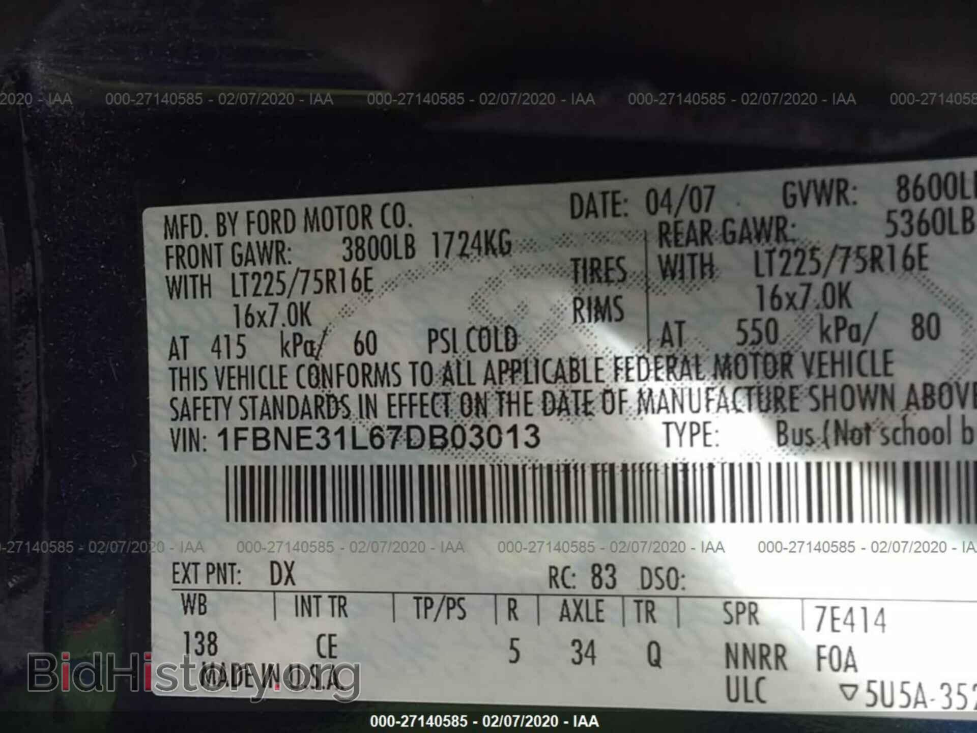 2007 FORD ECONOLINE - VIN: 1FBNE31L67DB03013 - Фото 9