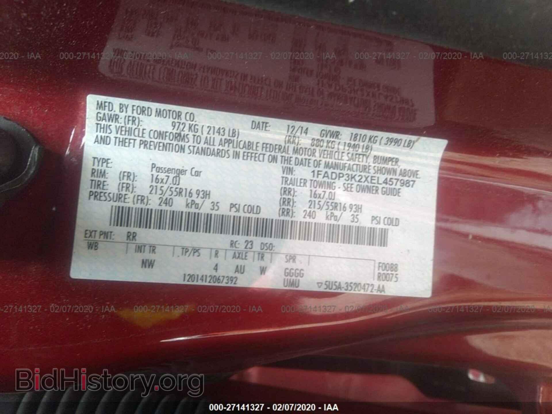 2014 FORD FOCUS - VIN: 1FADP3K2XEL457987 - Фото 8
