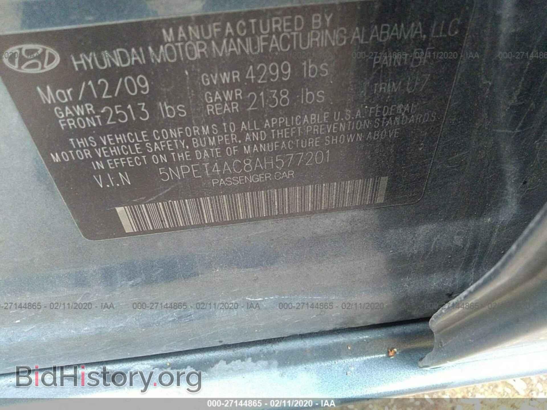 2010 HYUNDAI SONATA - VIN: 5NPET4AC8AH577201 - Фото 9