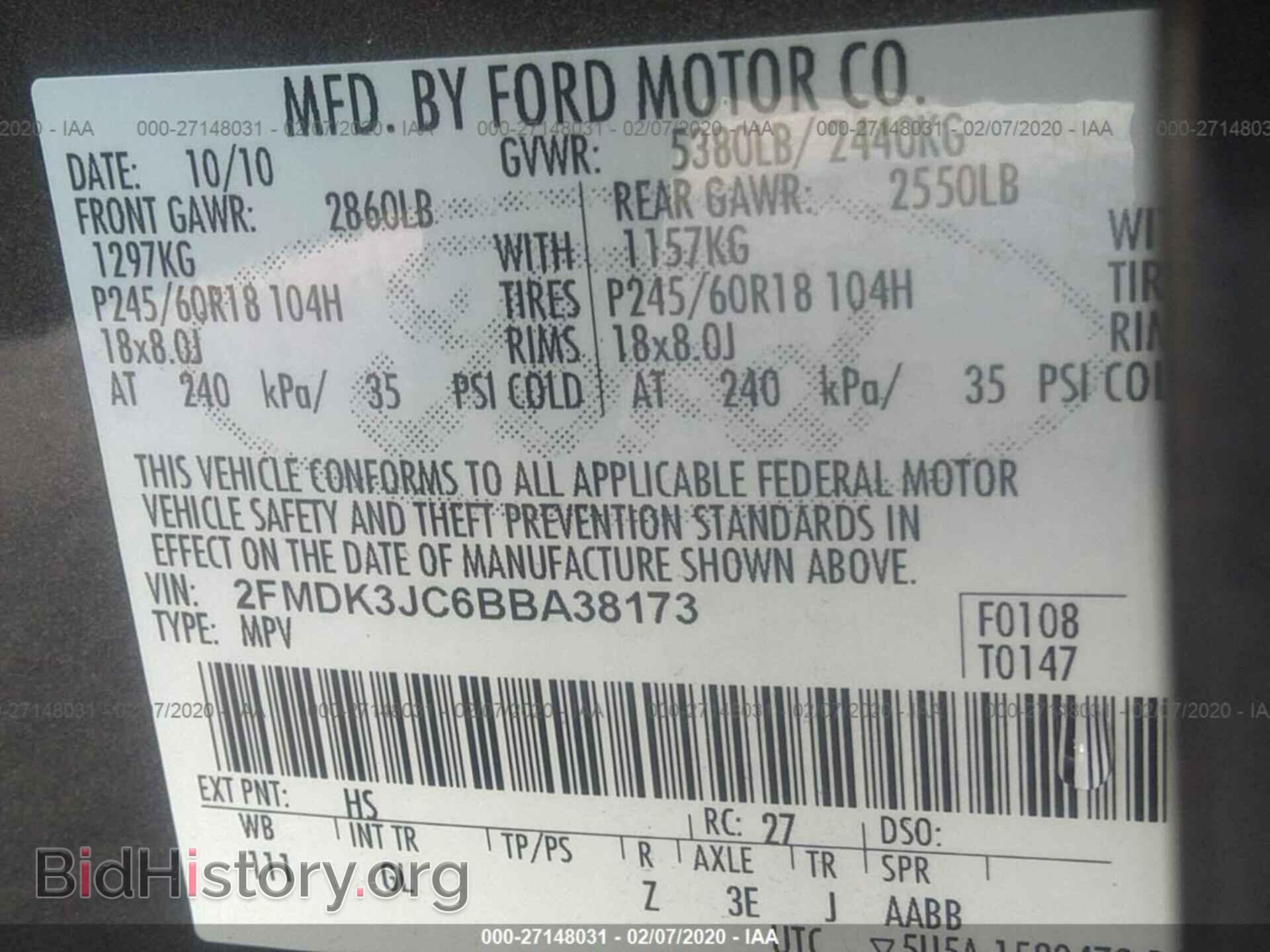 2011 FORD EDGE - VIN: 2FMDK3JC6BBA38173 - Photo 9