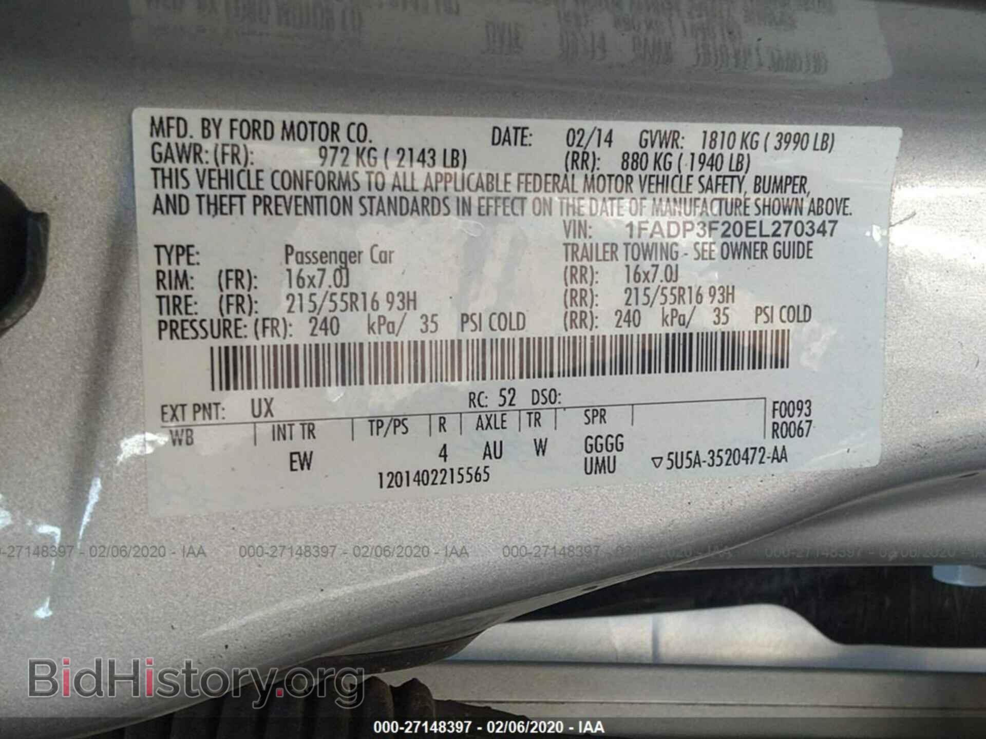 2014 FORD FOCUS - VIN: 1FADP3F20EL270347 - Фото 9