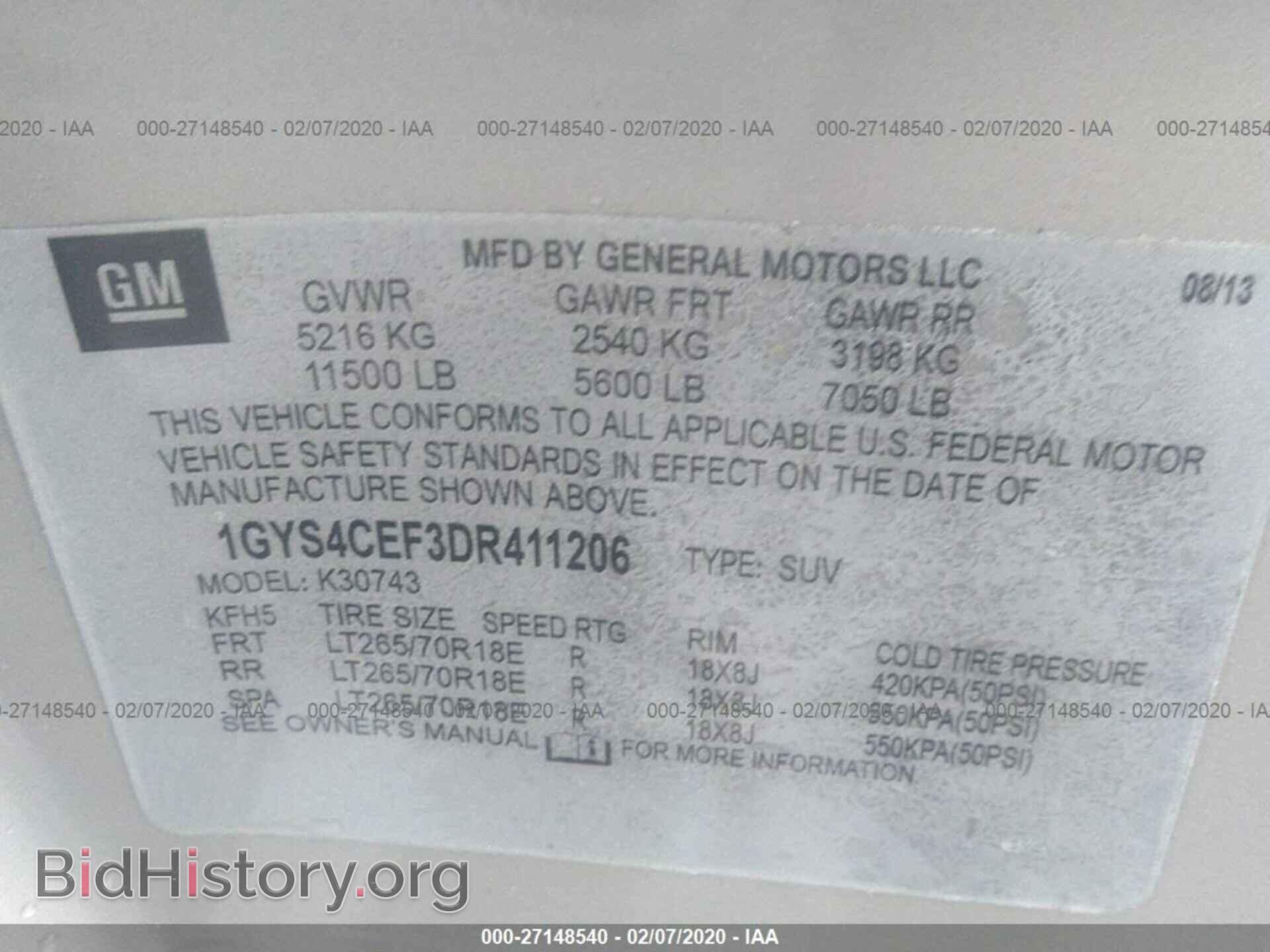 2013 CADILLAC ESCALADE - VIN: 1GYS4CEF3DR411206 - Фото 9